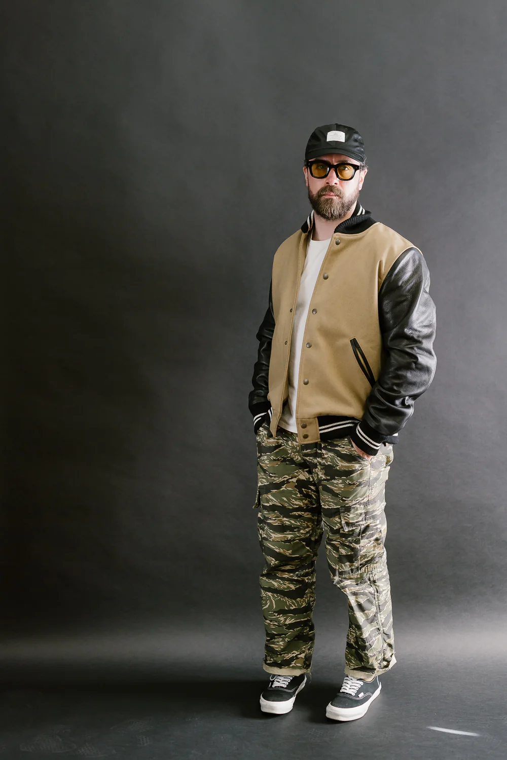 Dant x Dehen - Varsity Jacket - Camel, Black - Image 8