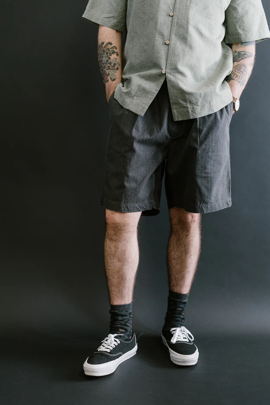 Drawstring Shorts HBT - Charcoal - Image 9
