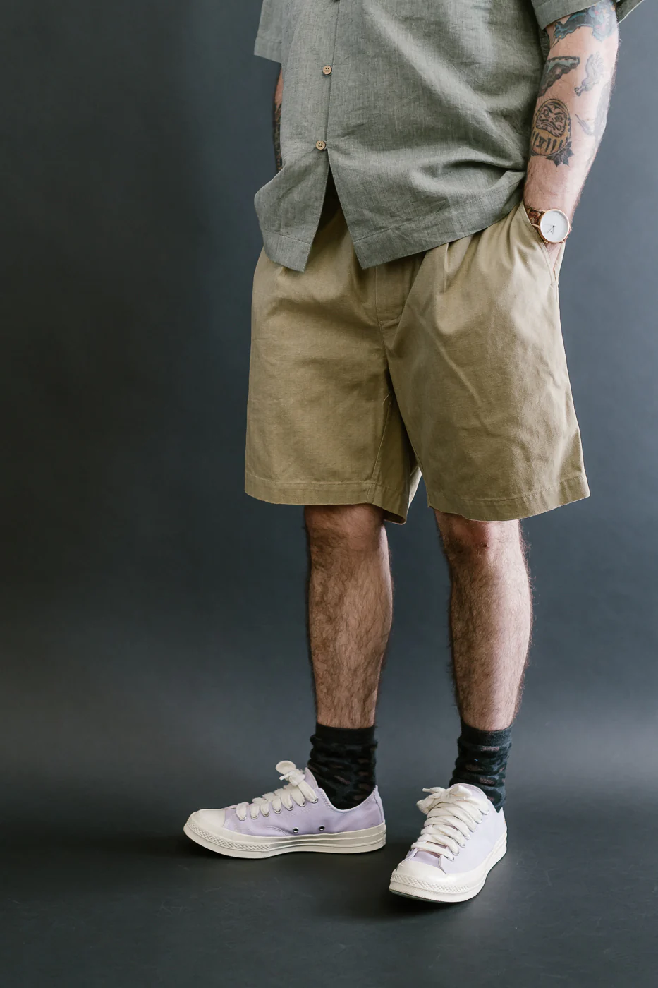 Drawstring Shorts HBT - Sand - Image 12