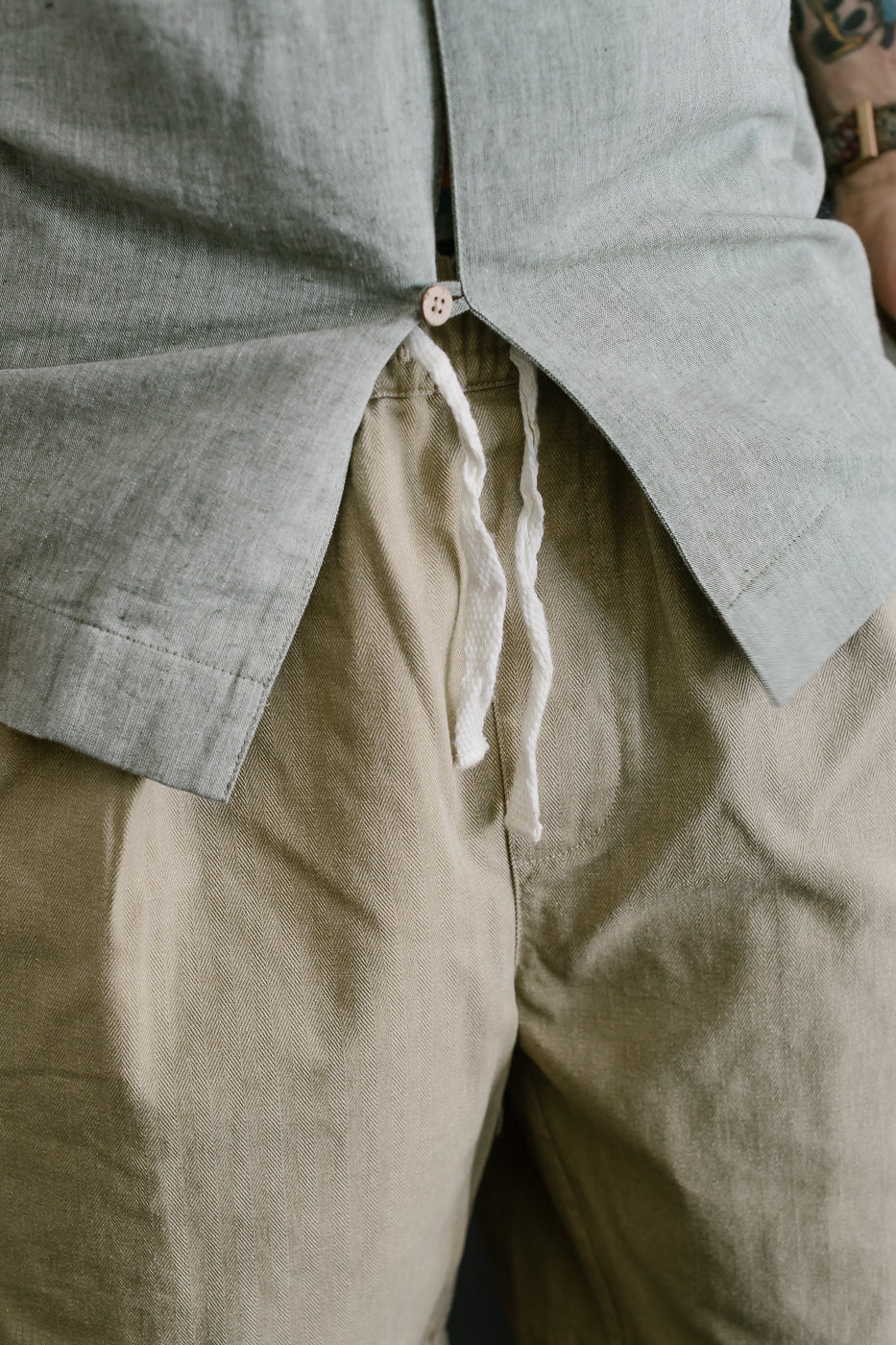 Drawstring Shorts HBT - Sand - Image 16