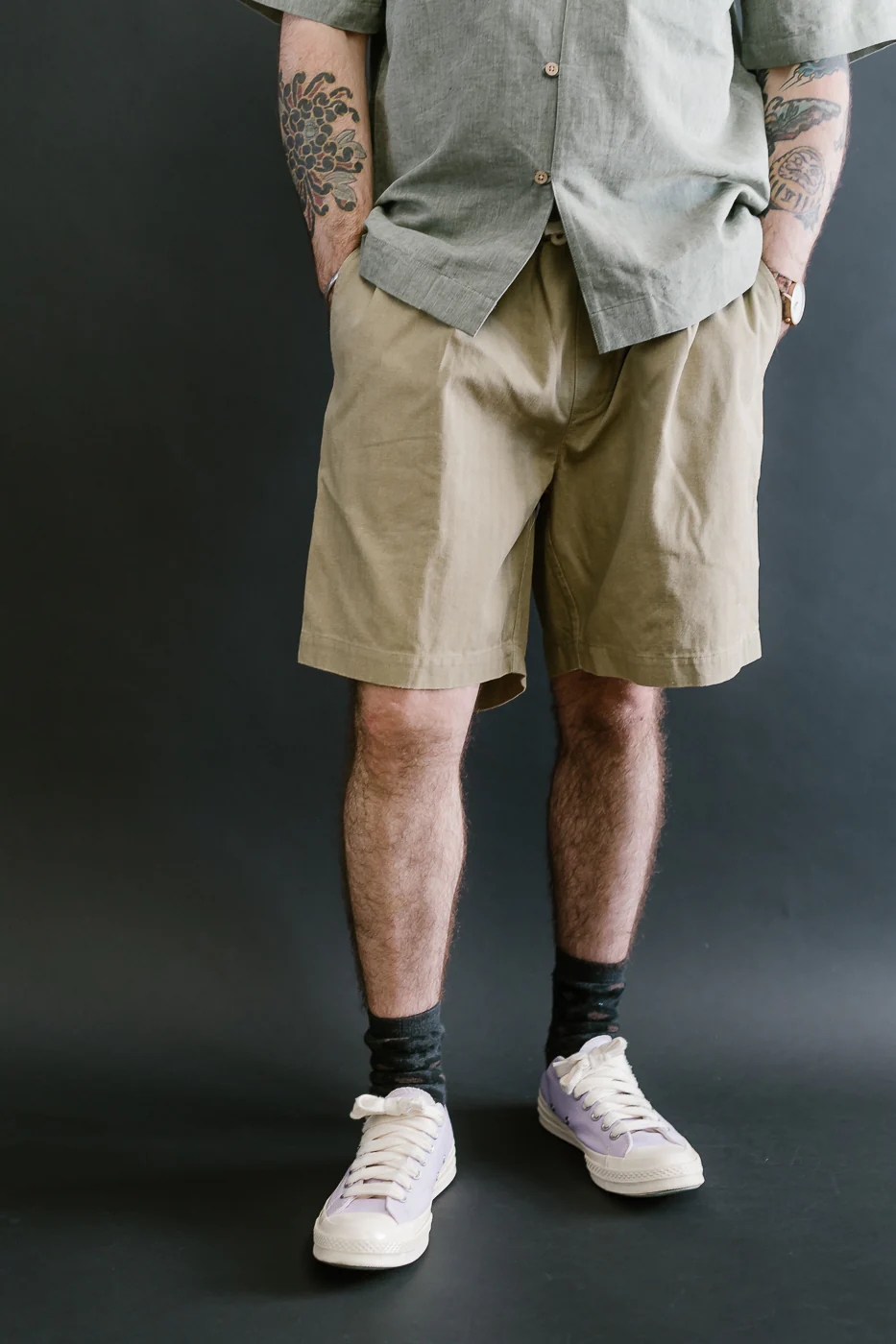 Drawstring Shorts HBT - Sand - Image 8