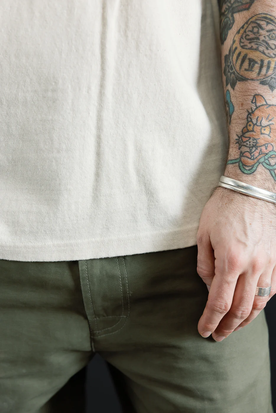 ELS Recycled Cotton Slub Crewneck T-Shirt - Ecru - Image 17