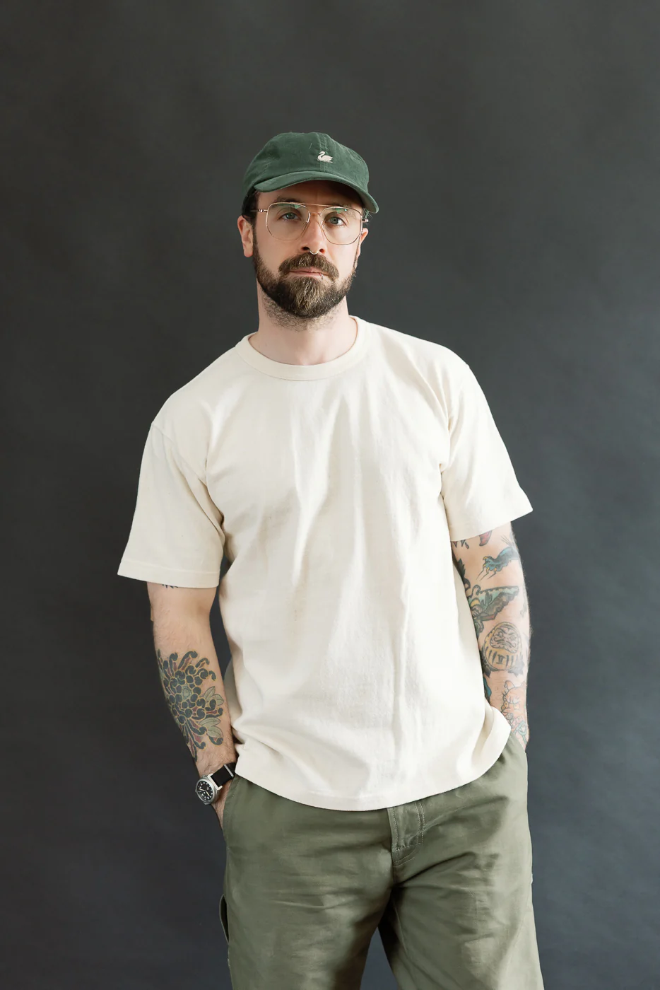 ELS Recycled Cotton Slub Crewneck T-Shirt - Ecru - Image 9