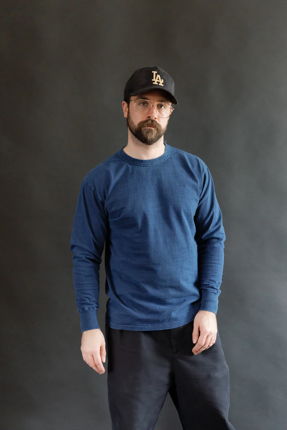 "Fallen Cotton" Midweight Tee Long Sleeve - Indigo - Image 13