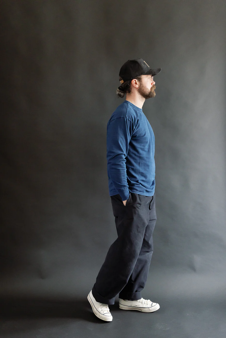 "Fallen Cotton" Midweight Tee Long Sleeve - Indigo - Image 6