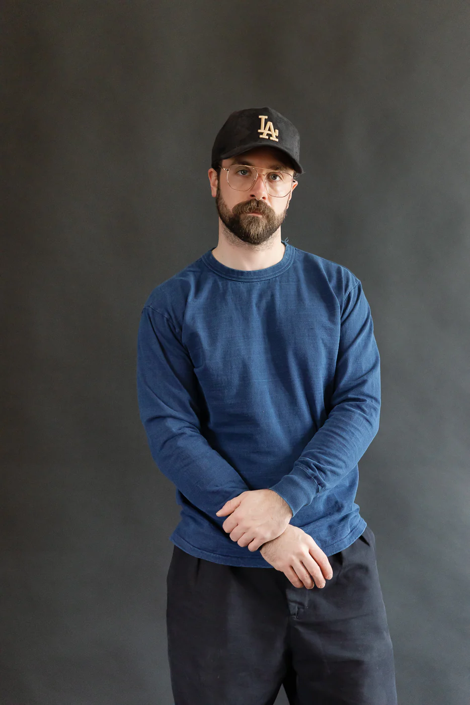 "Fallen Cotton" Midweight Tee Long Sleeve - Indigo - Image 8