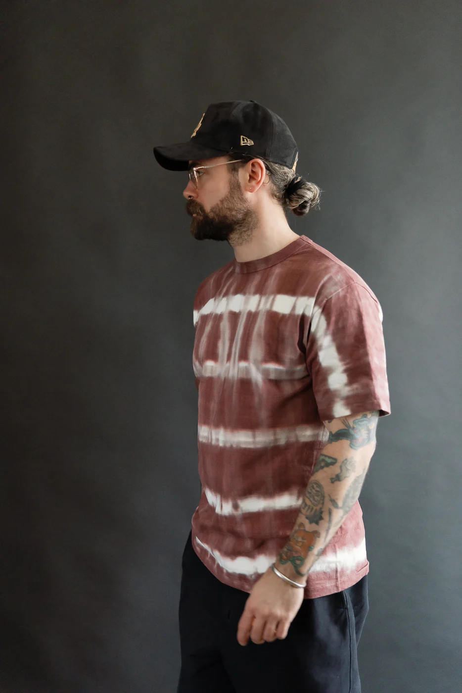 "Fallen Cotton" Midweight Tee Short Sleeve Tie Dye Border - Bordeaux - Image 12