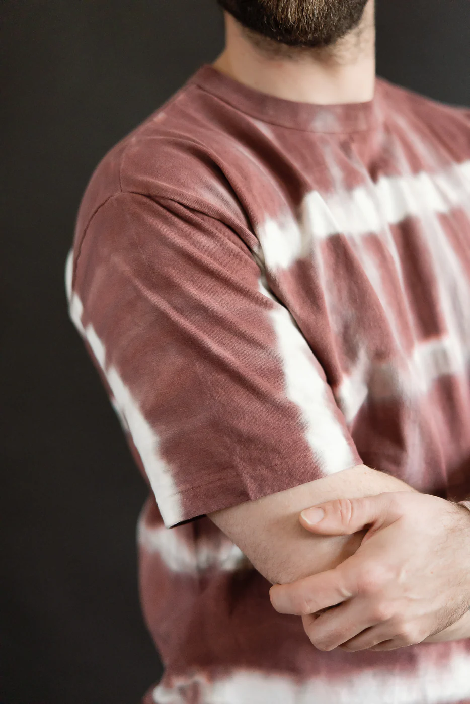 "Fallen Cotton" Midweight Tee Short Sleeve Tie Dye Border - Bordeaux - Image 15