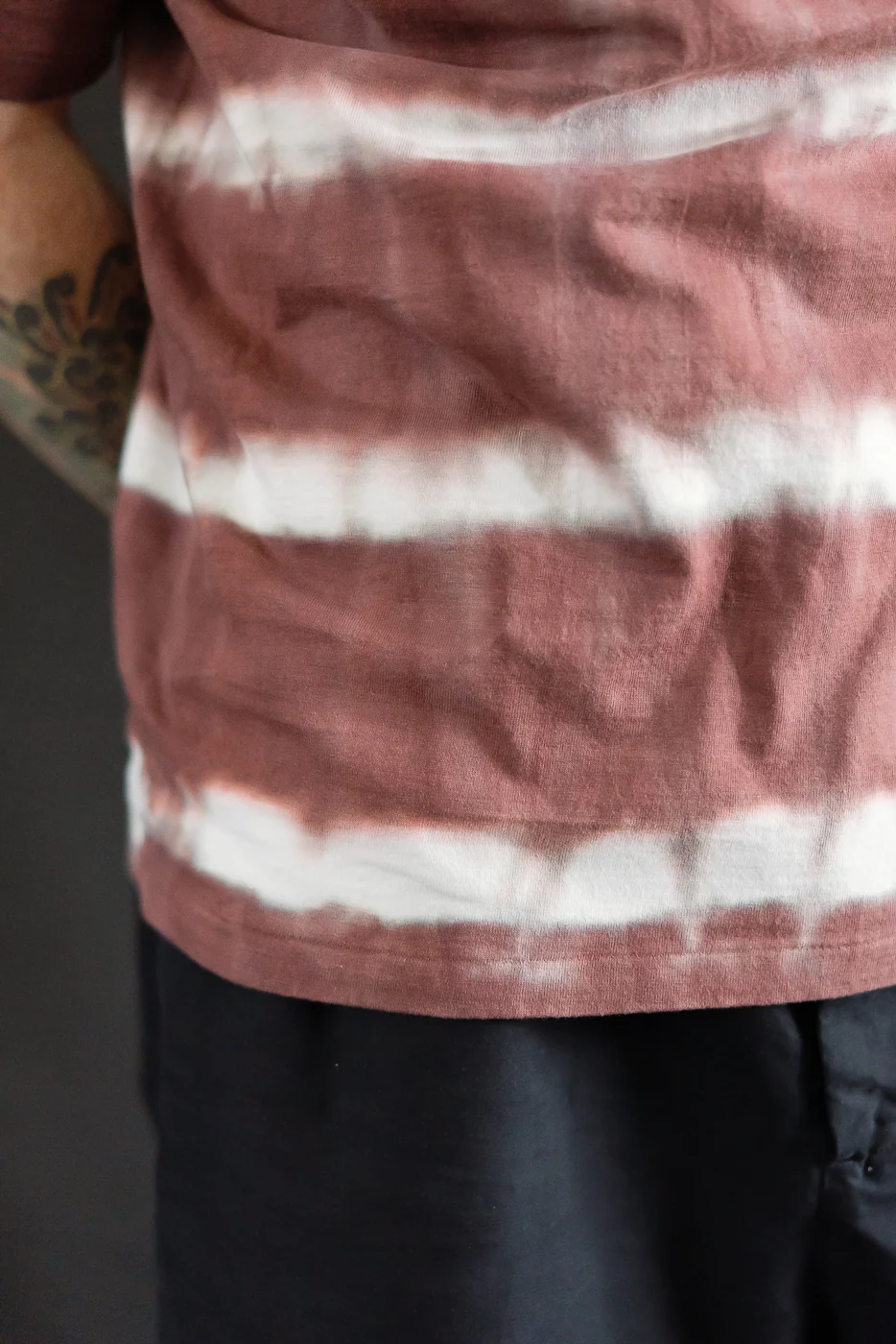 "Fallen Cotton" Midweight Tee Short Sleeve Tie Dye Border - Bordeaux - Image 17