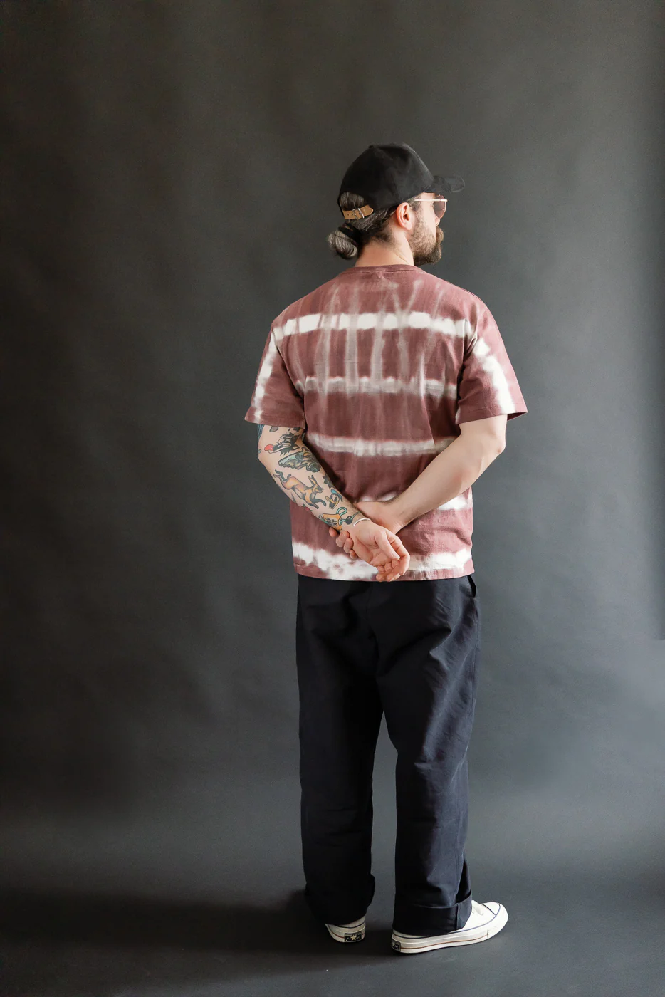 "Fallen Cotton" Midweight Tee Short Sleeve Tie Dye Border - Bordeaux - Image 7