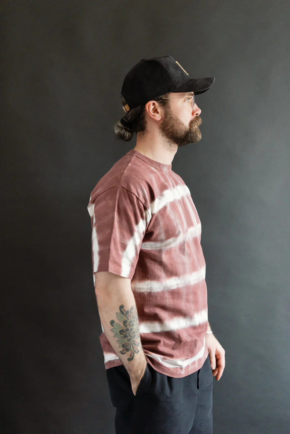 "Fallen Cotton" Midweight Tee Short Sleeve Tie Dye Border - Bordeaux - Image 9