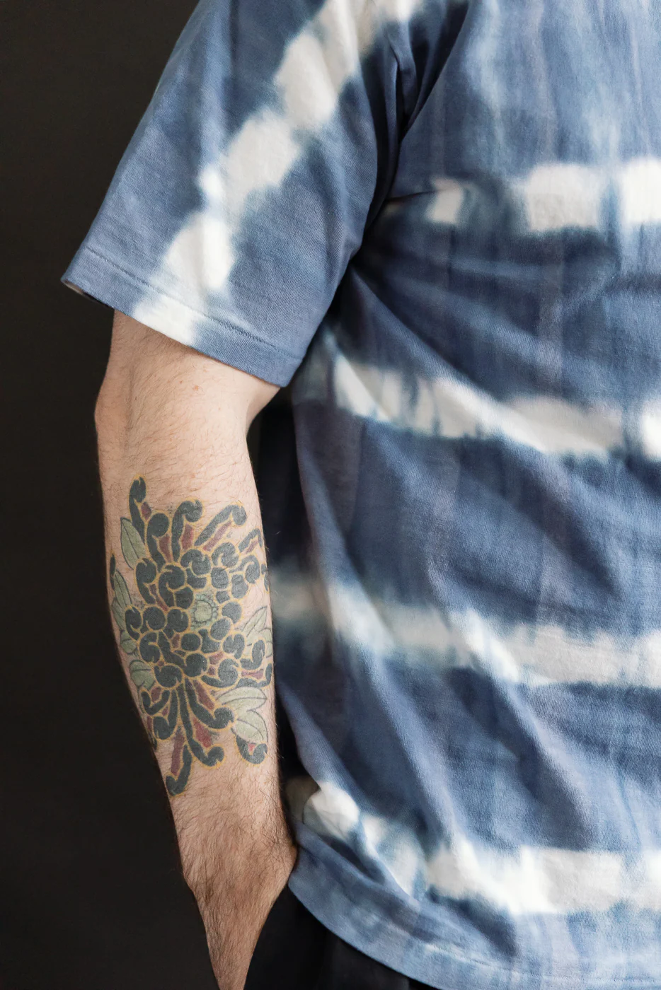 "Fallen Cotton" Midweight Tee Short Sleeve Tie Dye Border - Navy - Image 15