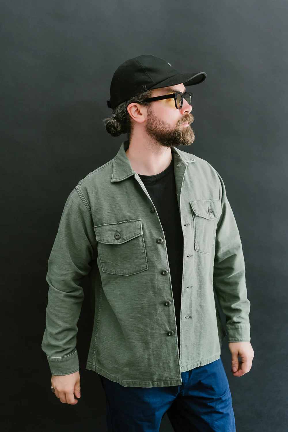 03-8045-216 - Fatigue Shirt Reverse Sateen - Vintage Washed Olive - Image 10