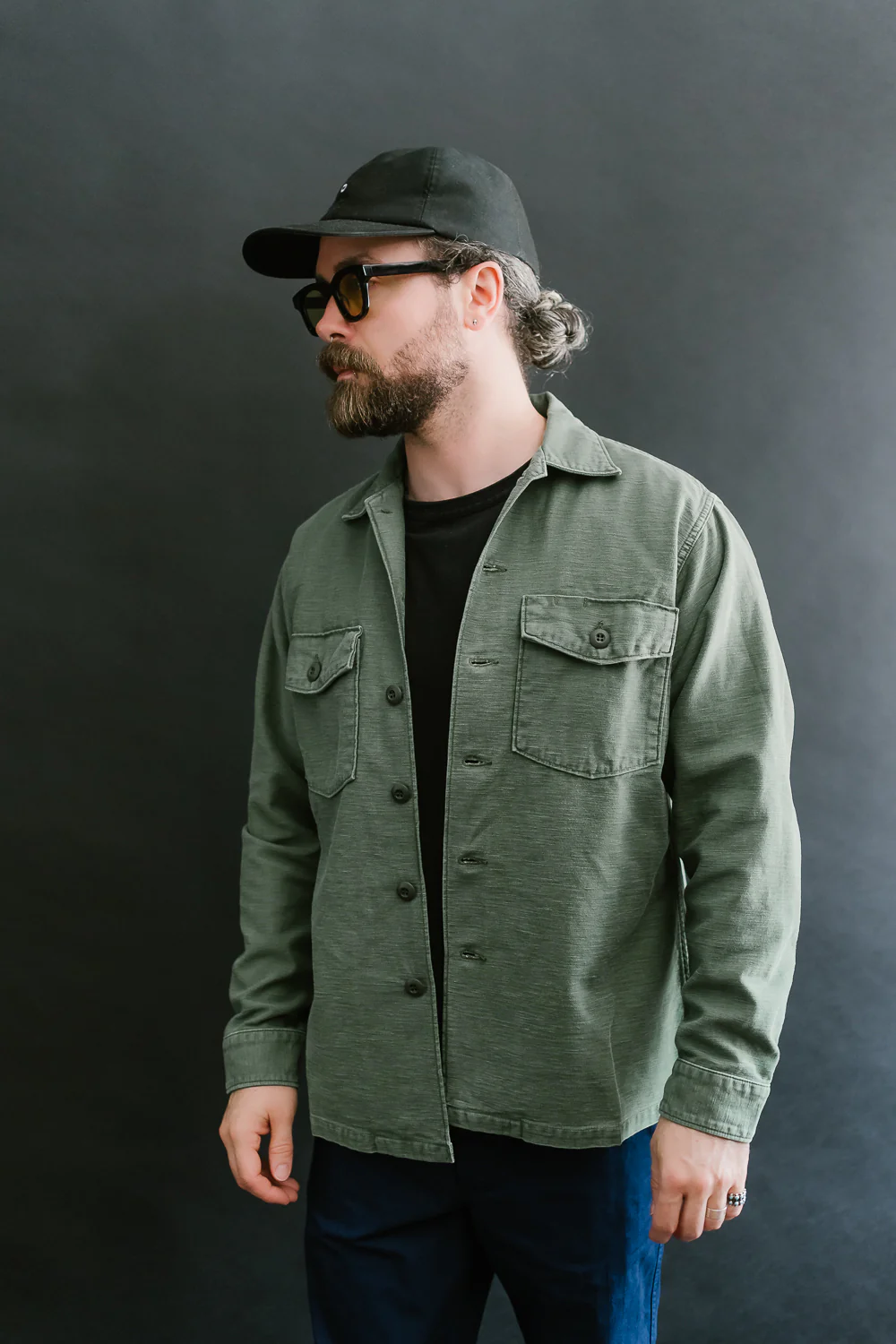 03-8045-216 - Fatigue Shirt Reverse Sateen - Vintage Washed Olive - Image 14