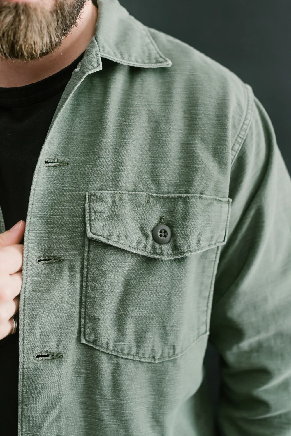 03-8045-216 - Fatigue Shirt Reverse Sateen - Vintage Washed Olive - Image 17