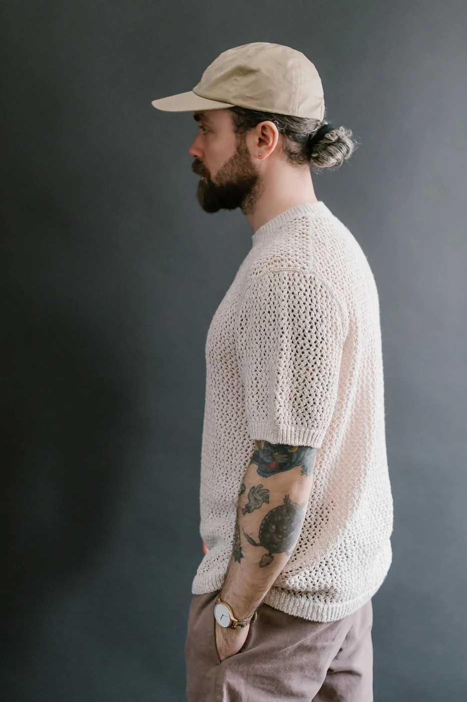 Flamme Knit T-Shirt - Ecru - Image 14
