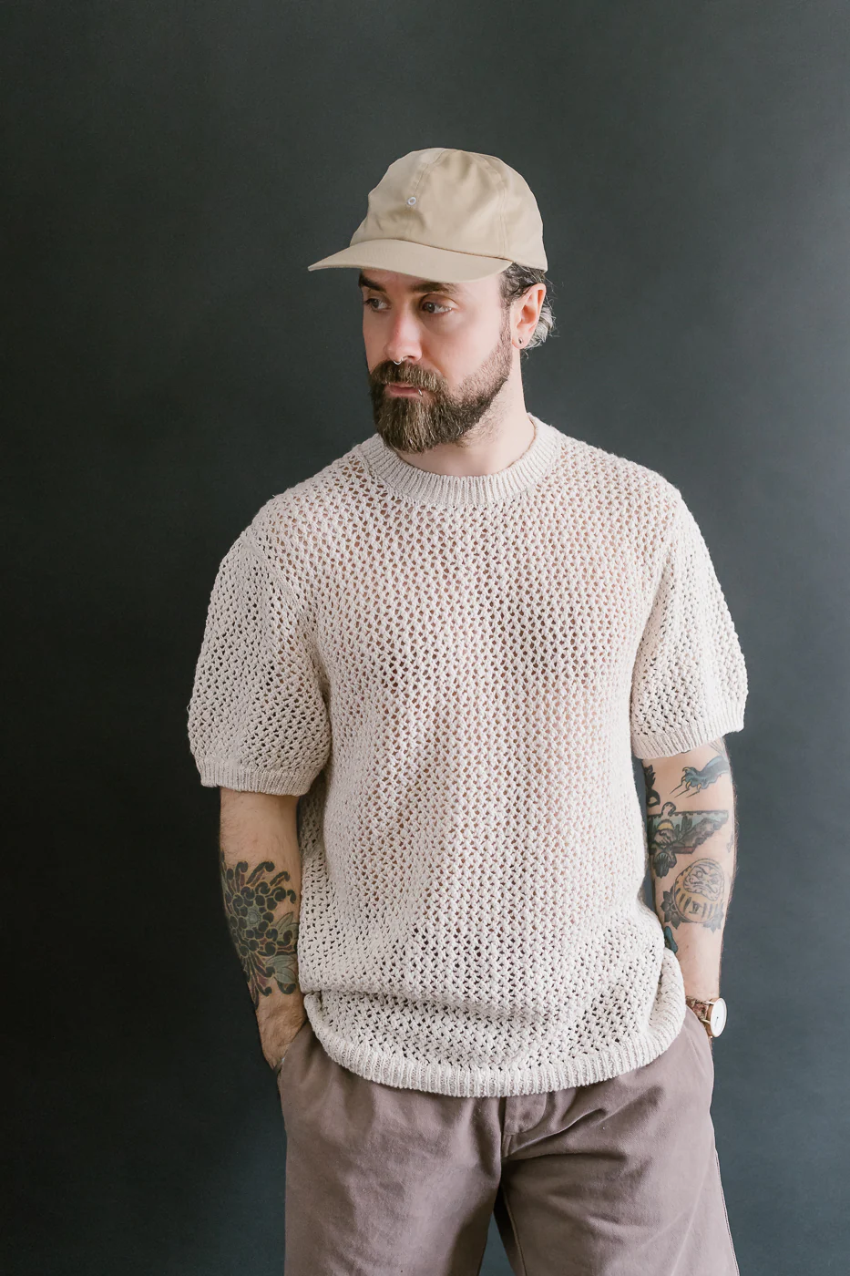 Flamme Knit T-Shirt - Ecru - Image 9