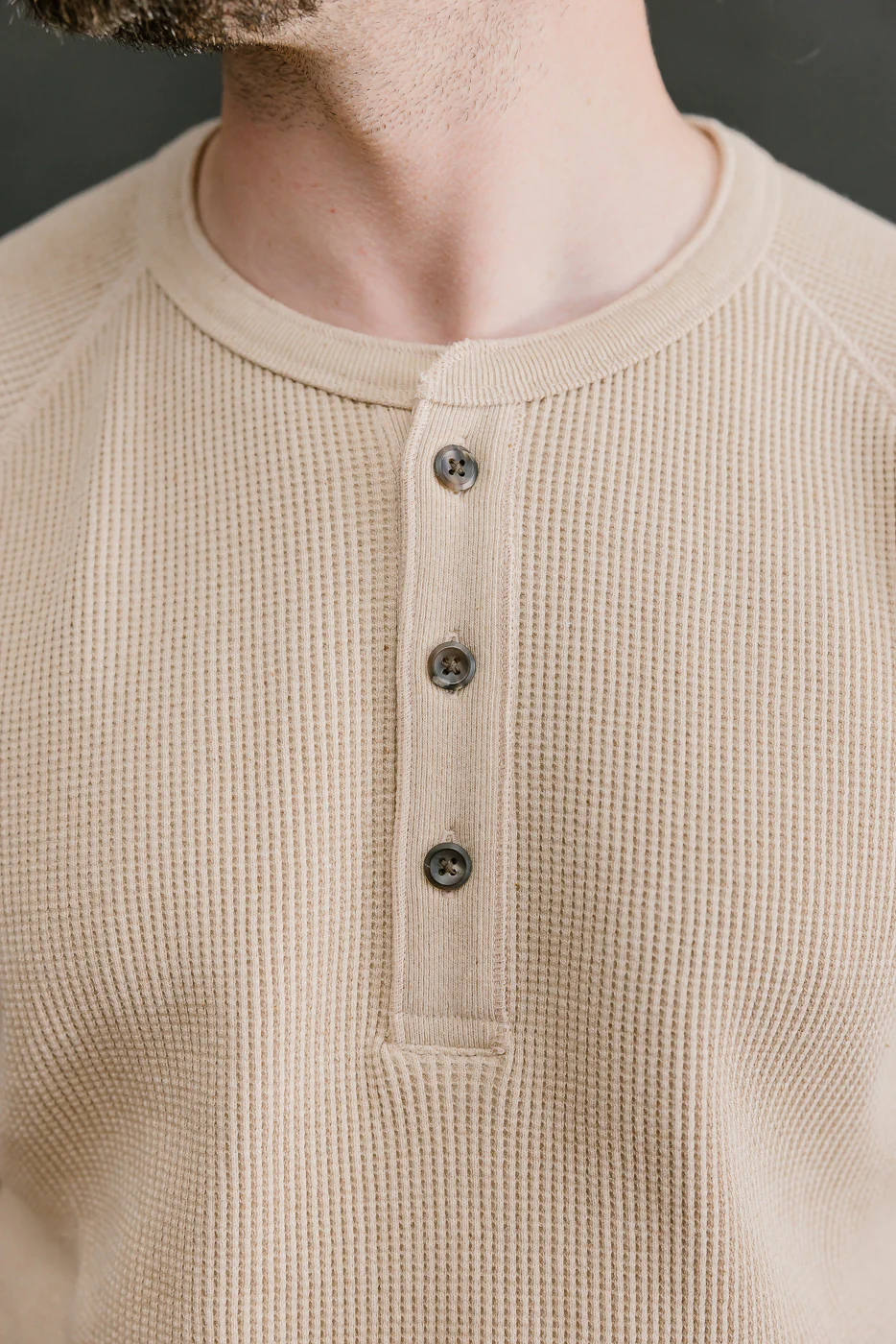 Foxfibre® Heavyweight Waffle Henley - Coyote 15 - Image 17