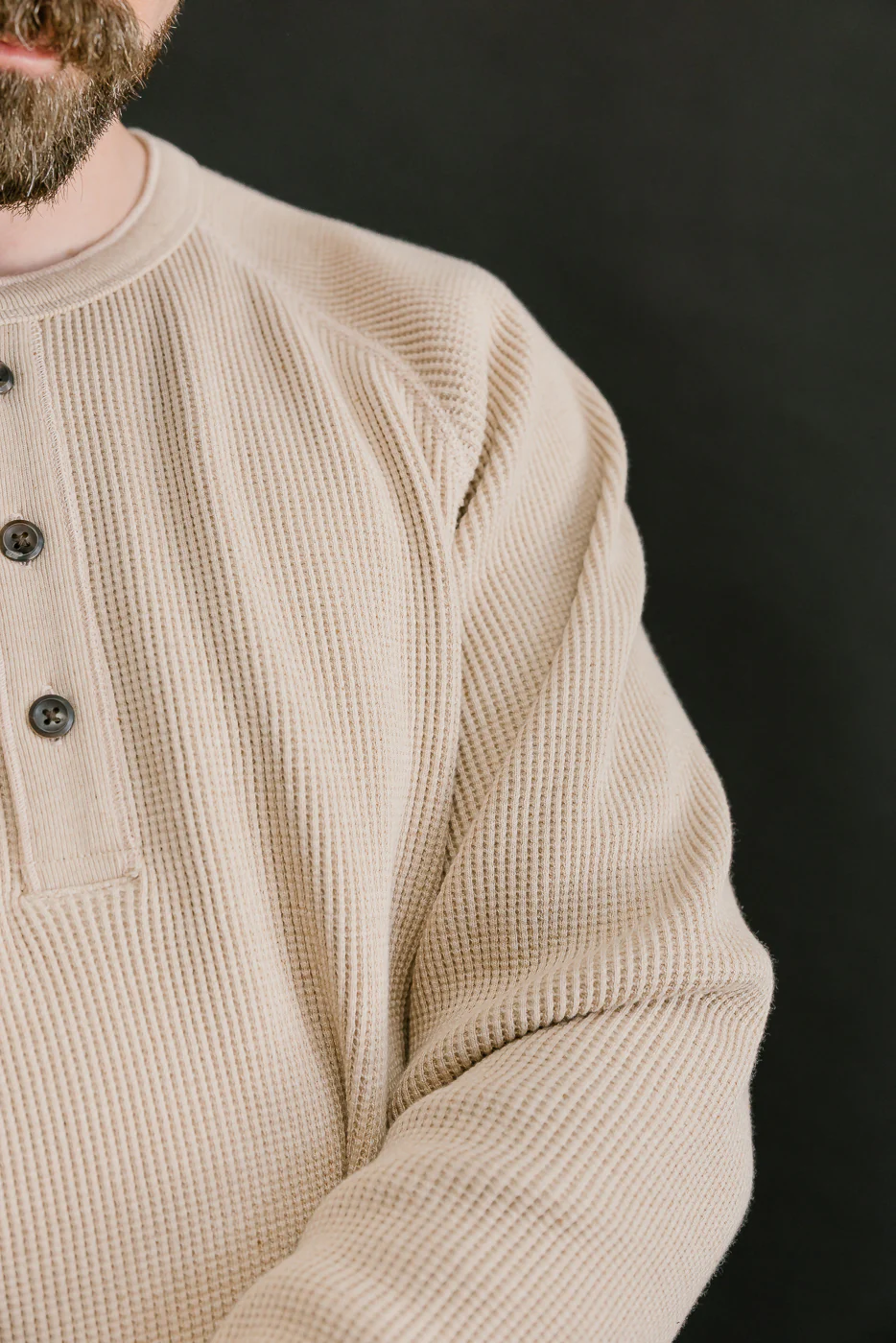 Foxfibre® Heavyweight Waffle Henley - Coyote 15 - Image 18