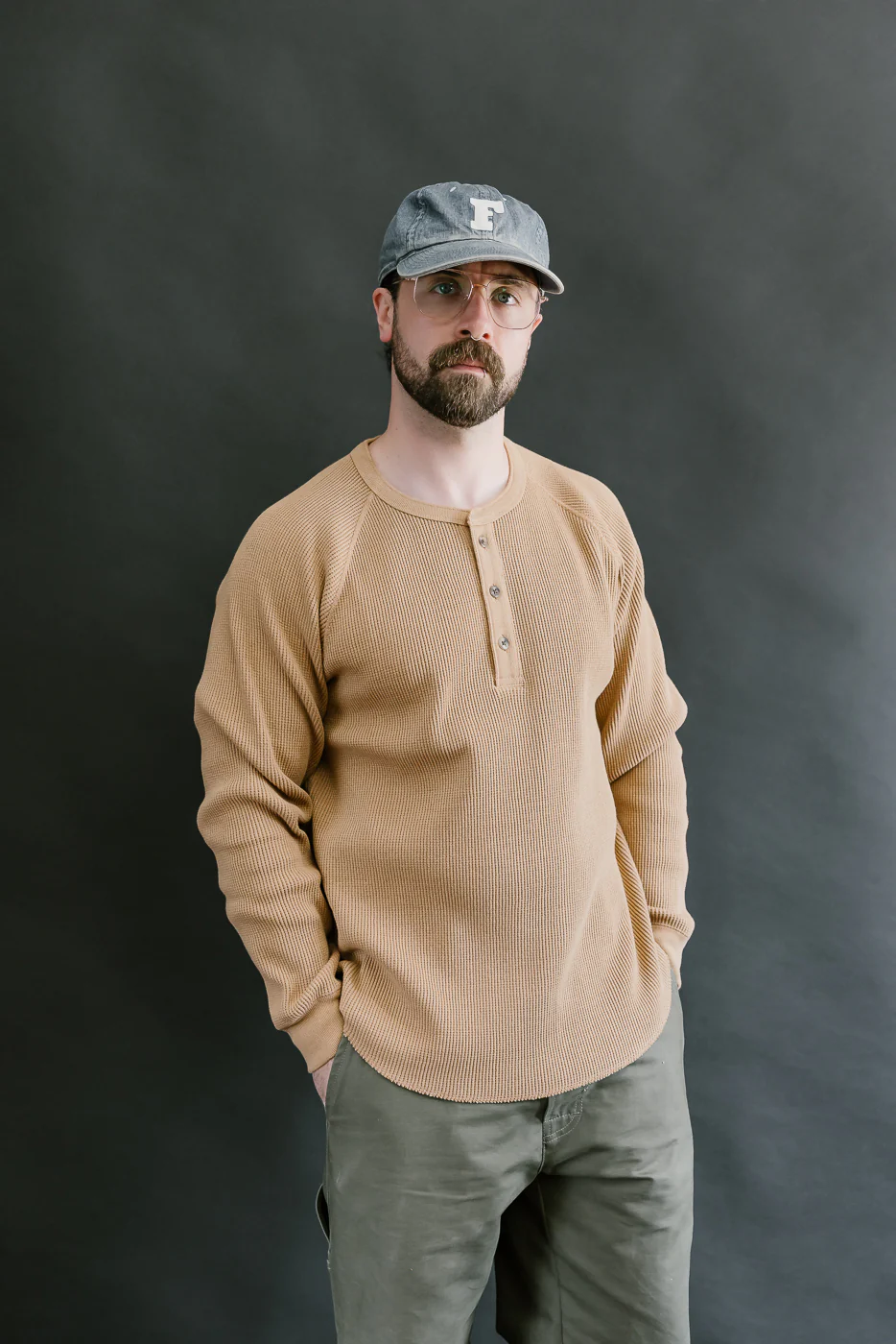 Foxfibre® Heavyweight Waffle Henley - Coyote 70 - Image 12