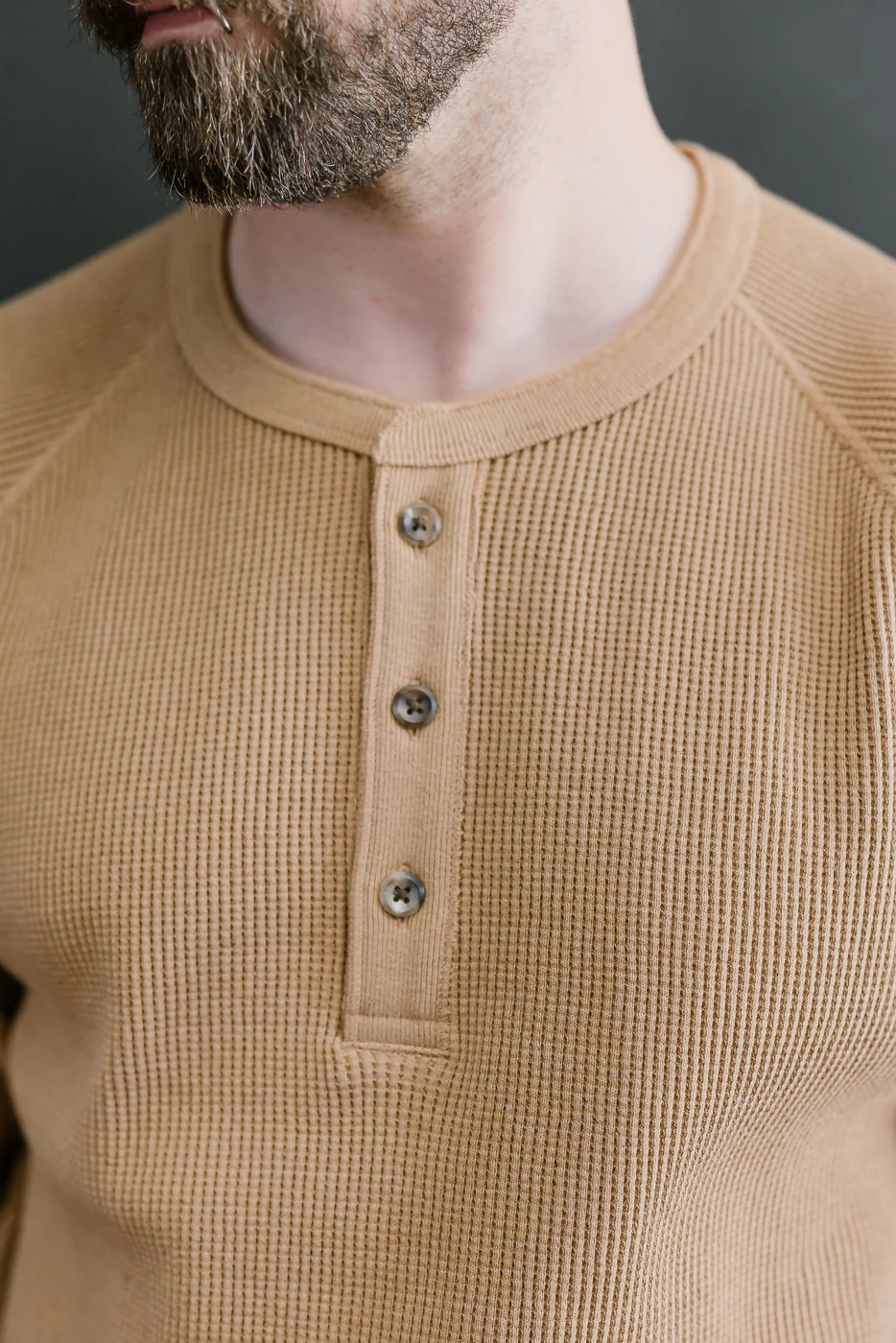 Foxfibre® Heavyweight Waffle Henley - Coyote 70 - Image 13