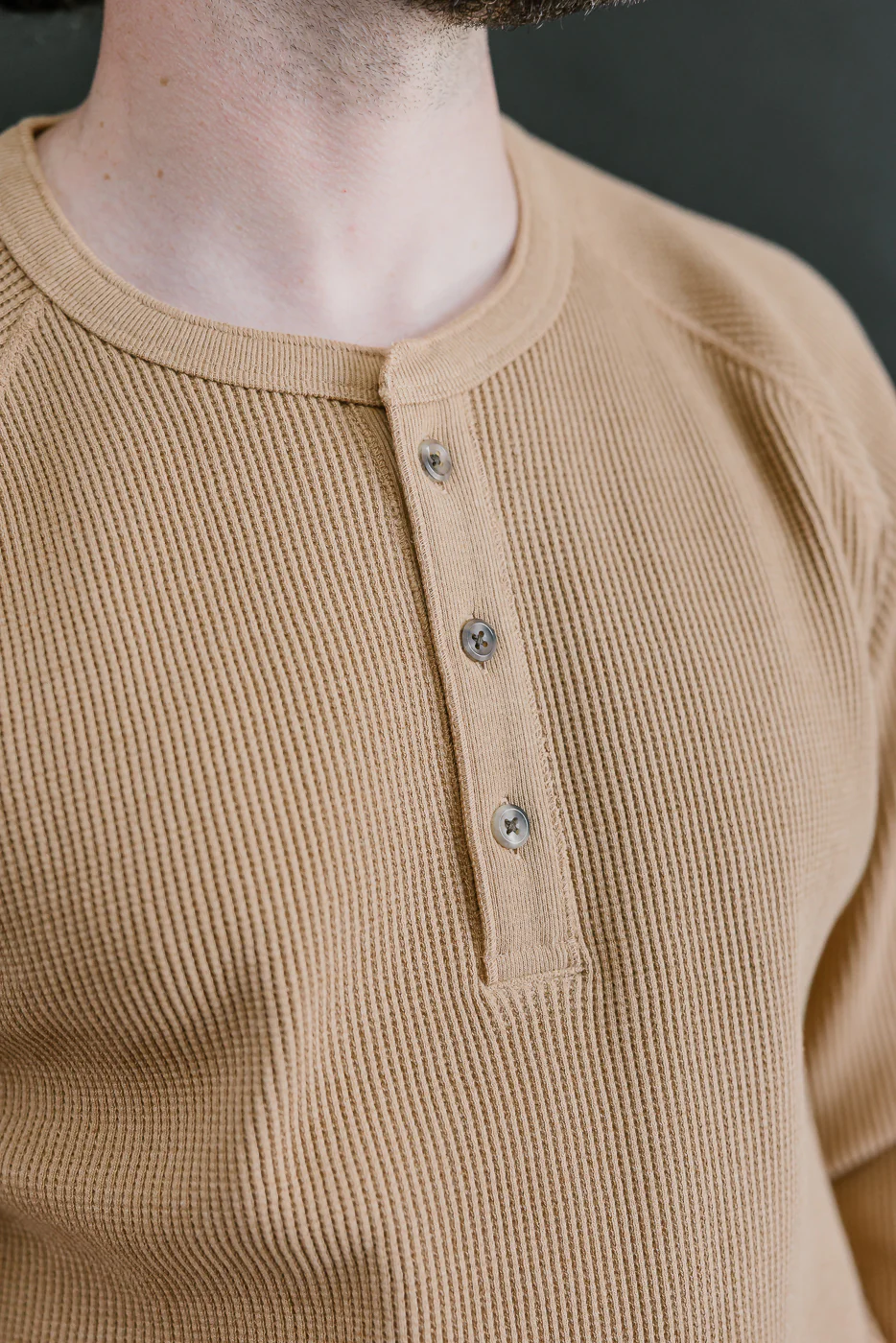 Foxfibre® Heavyweight Waffle Henley - Coyote 70 - Image 14