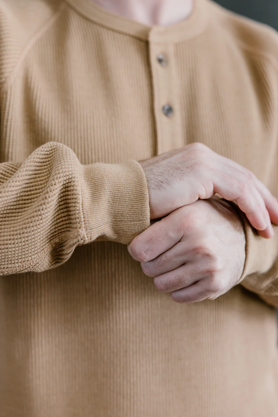 Foxfibre® Heavyweight Waffle Henley - Coyote 70 - Image 15