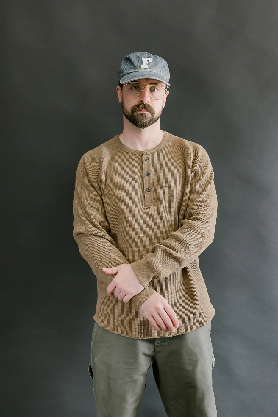 Foxfibre® Heavyweight Waffle Henley Iron Mordant - Coyote 80 - Image 12