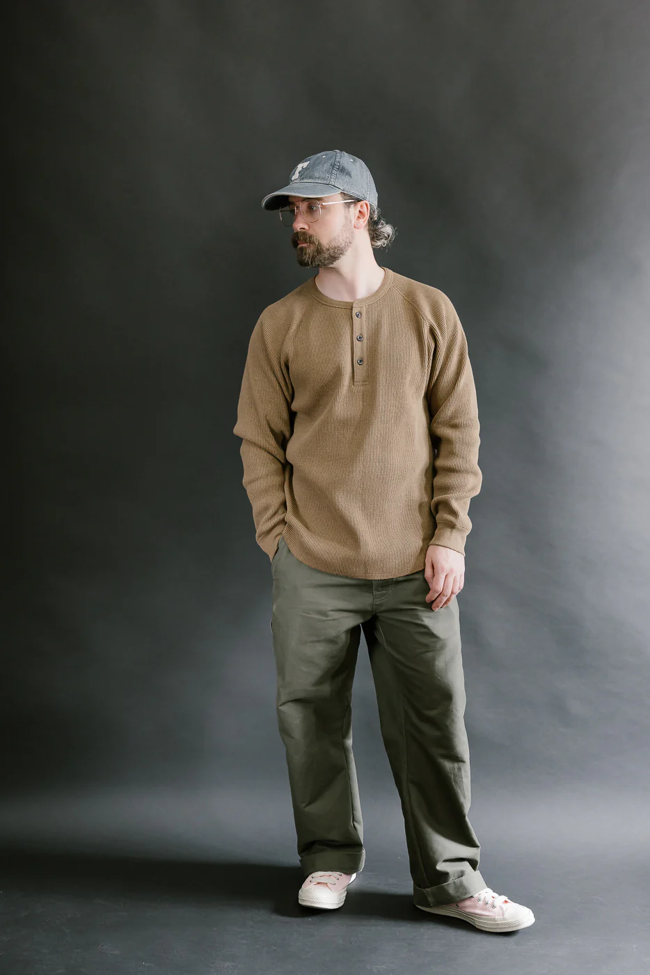 Foxfibre® Heavyweight Waffle Henley Iron Mordant - Coyote 80 - Image 5