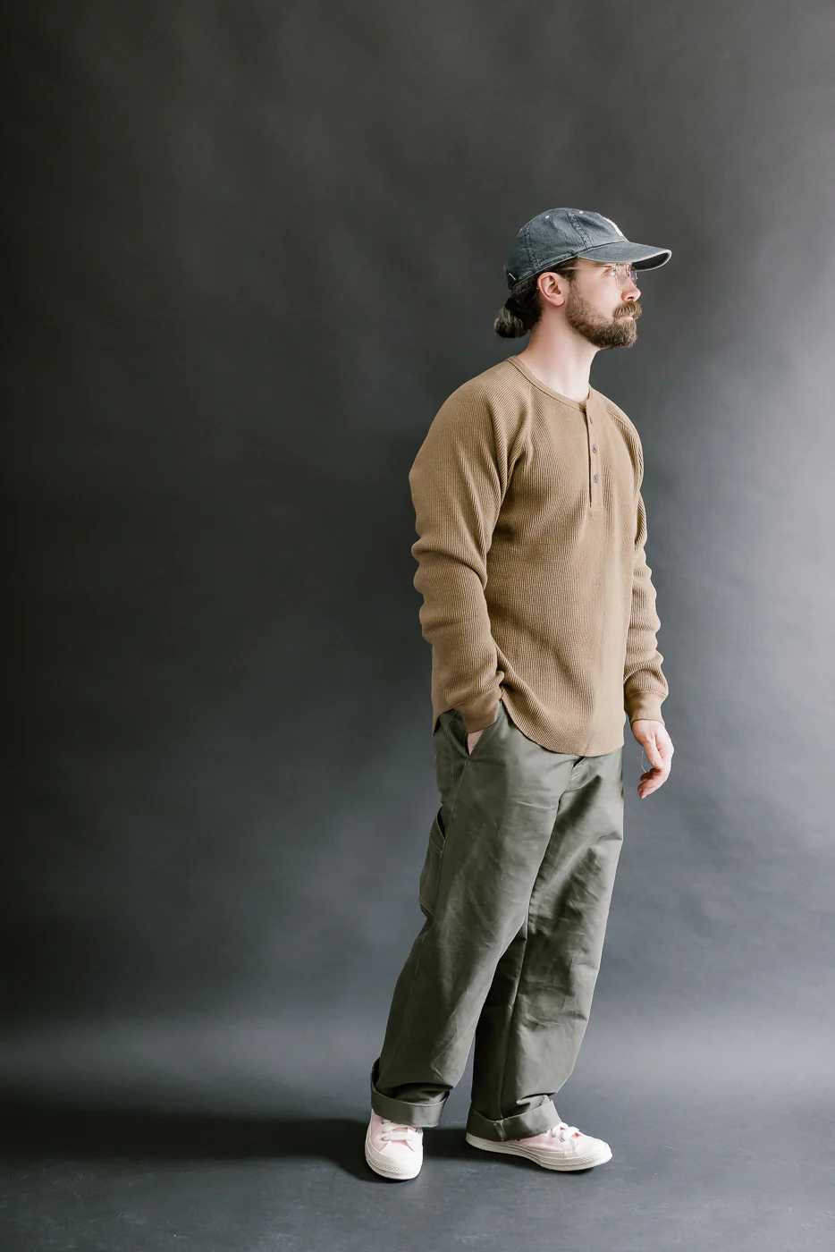 Foxfibre® Heavyweight Waffle Henley Iron Mordant - Coyote 80 - Image 6