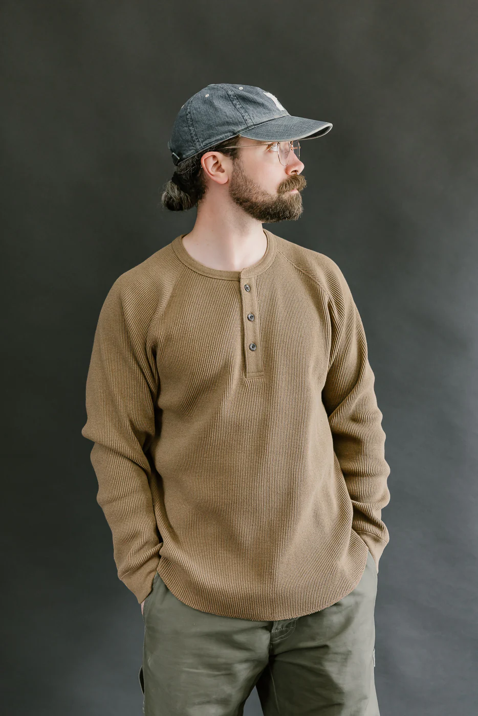 Foxfibre® Heavyweight Waffle Henley Iron Mordant - Coyote 80 - Image 8