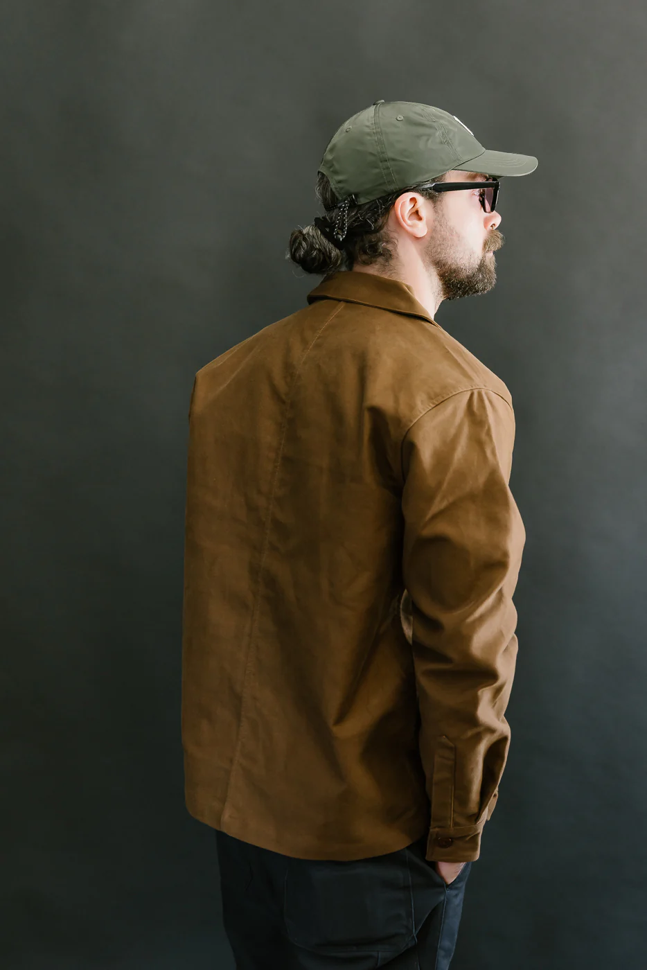 French Work Jacket Moleskin - Brown - Image 11