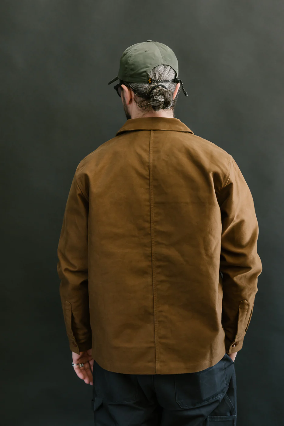 French Work Jacket Moleskin - Brown - Image 12