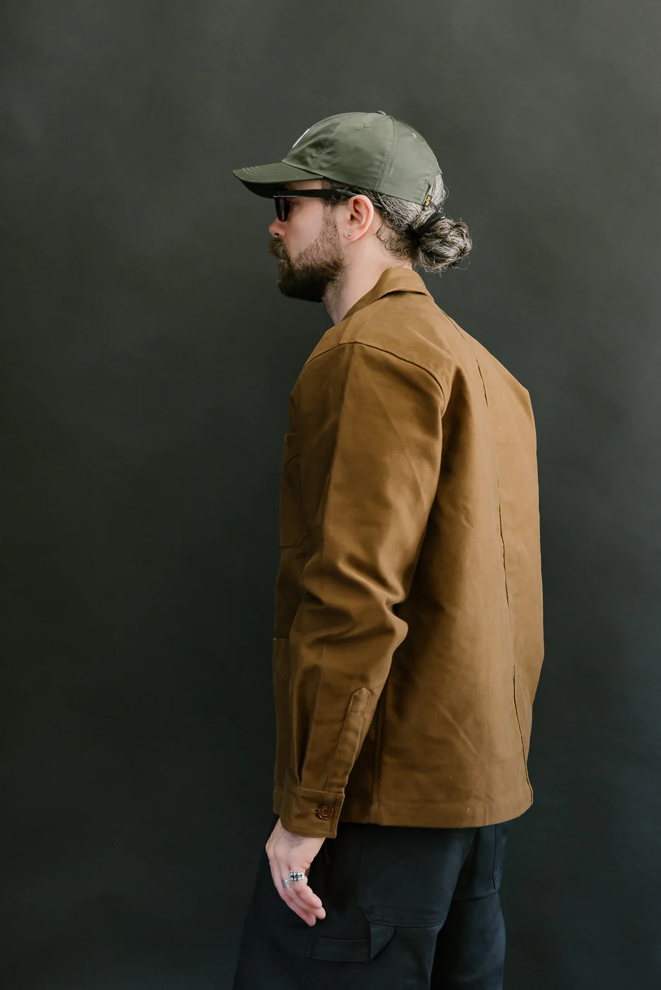 French Work Jacket Moleskin - Brown - Image 13