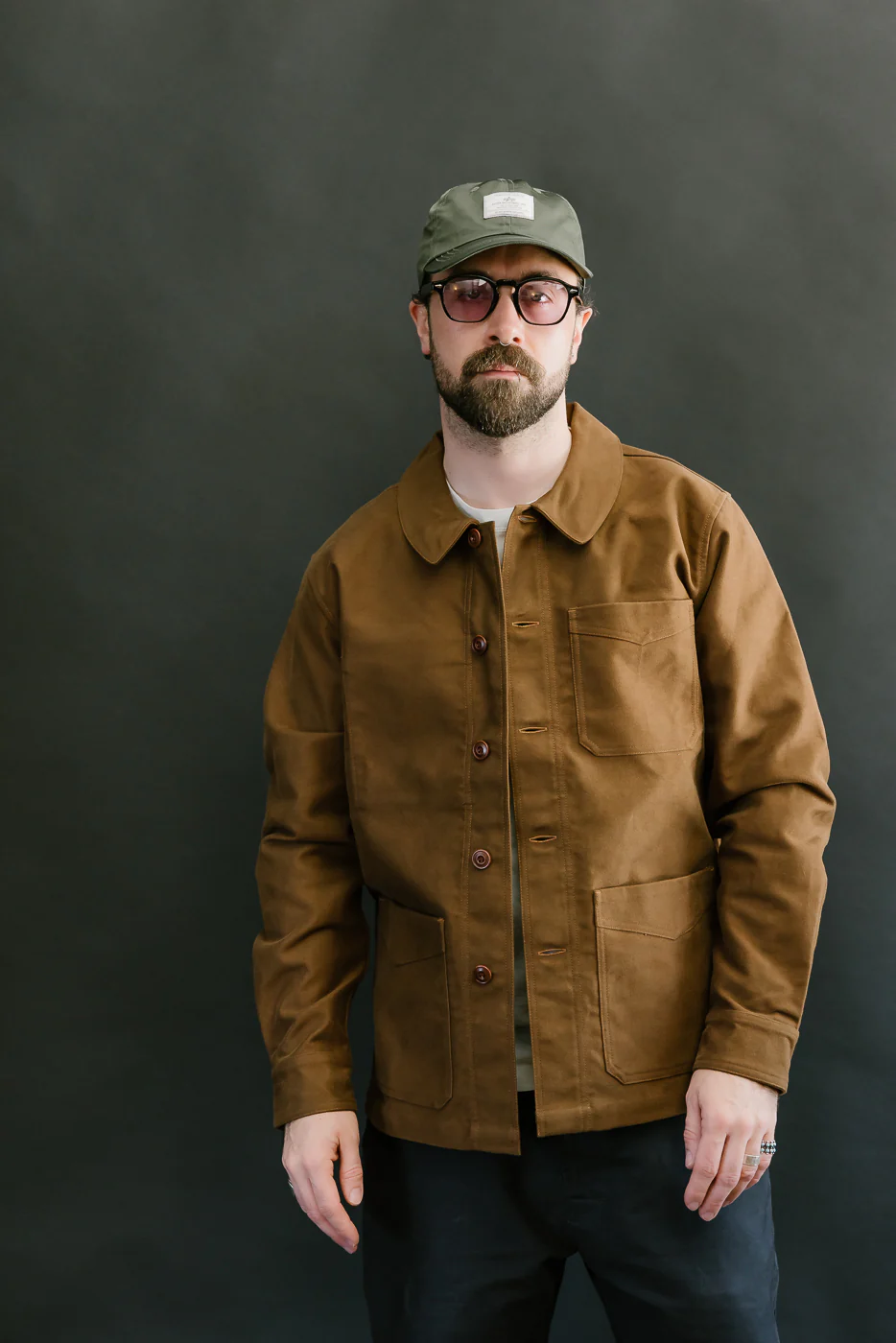 French Work Jacket Moleskin - Brown - Image 14