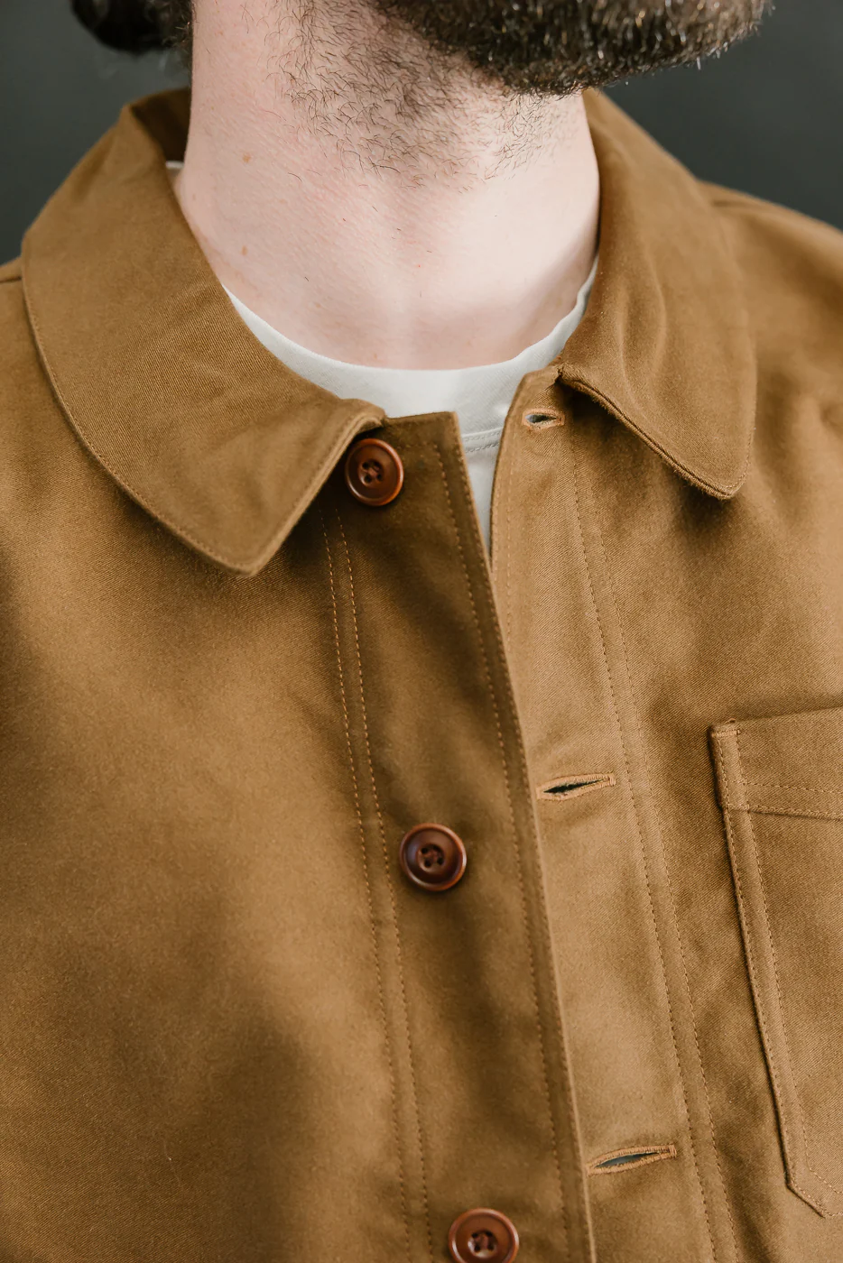 French Work Jacket Moleskin - Brown - Image 18