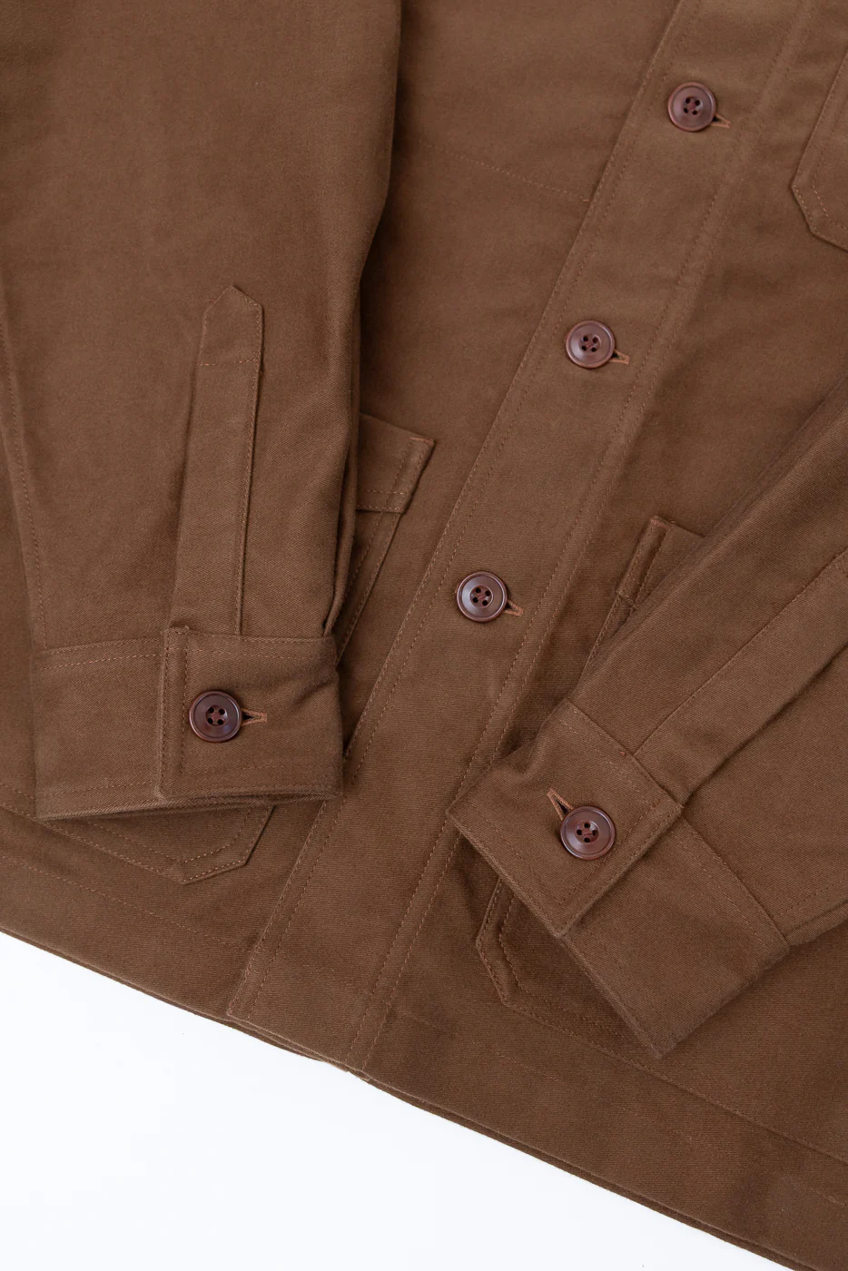 French Work Jacket Moleskin - Brown - Image 4