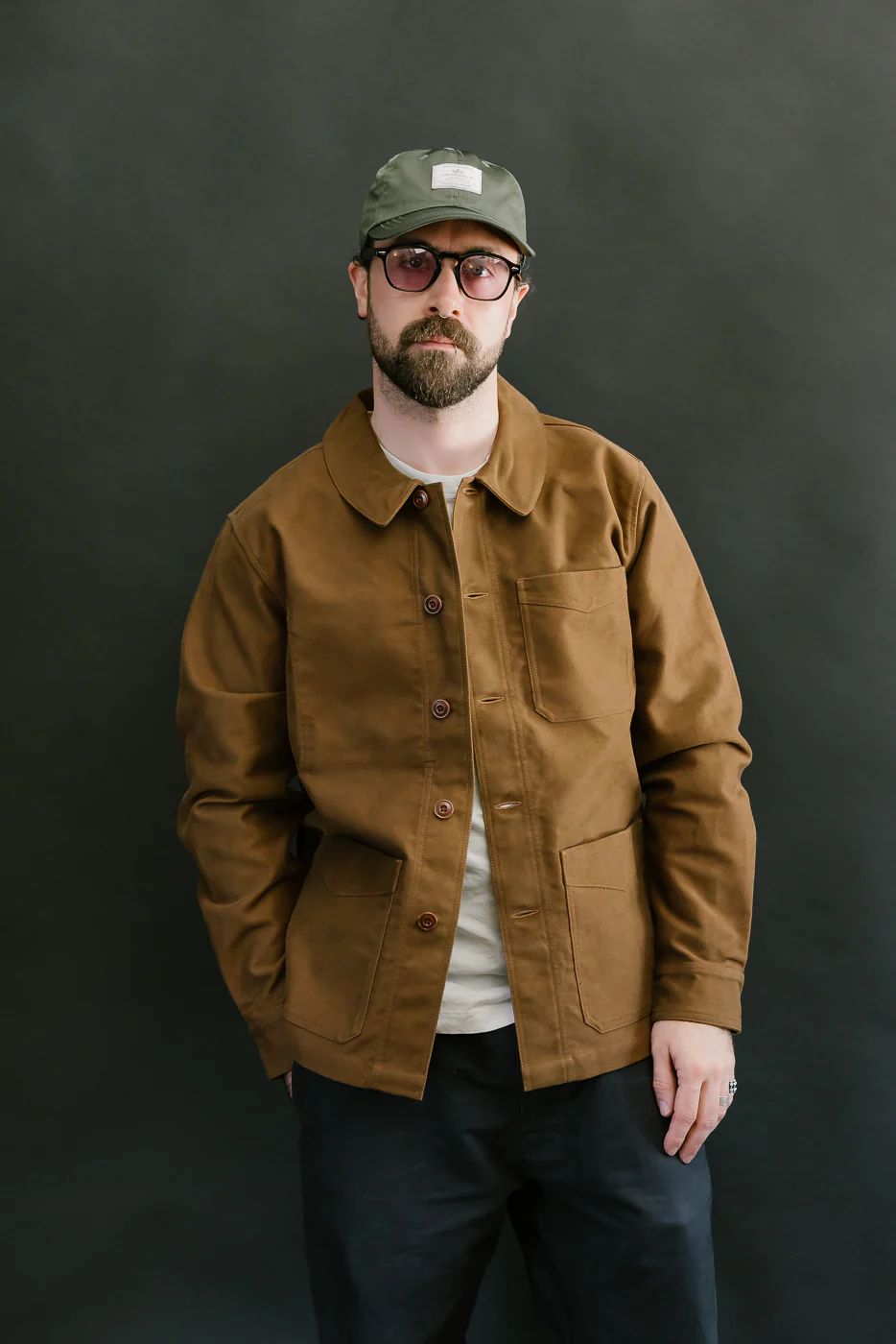 French Work Jacket Moleskin - Brown - Image 9