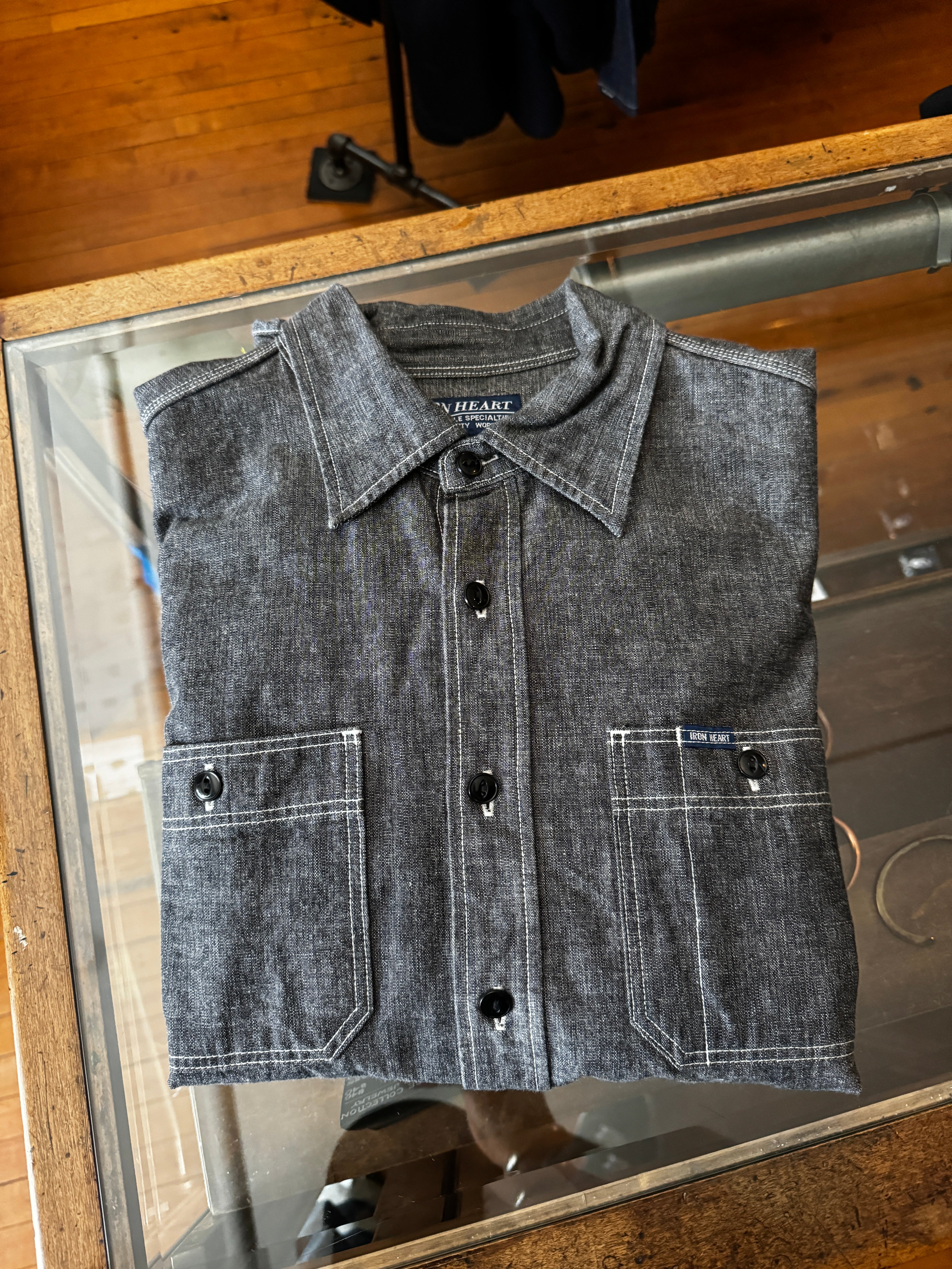 Gently Used - Black Chambray Work Shirt - Medium - Image 2