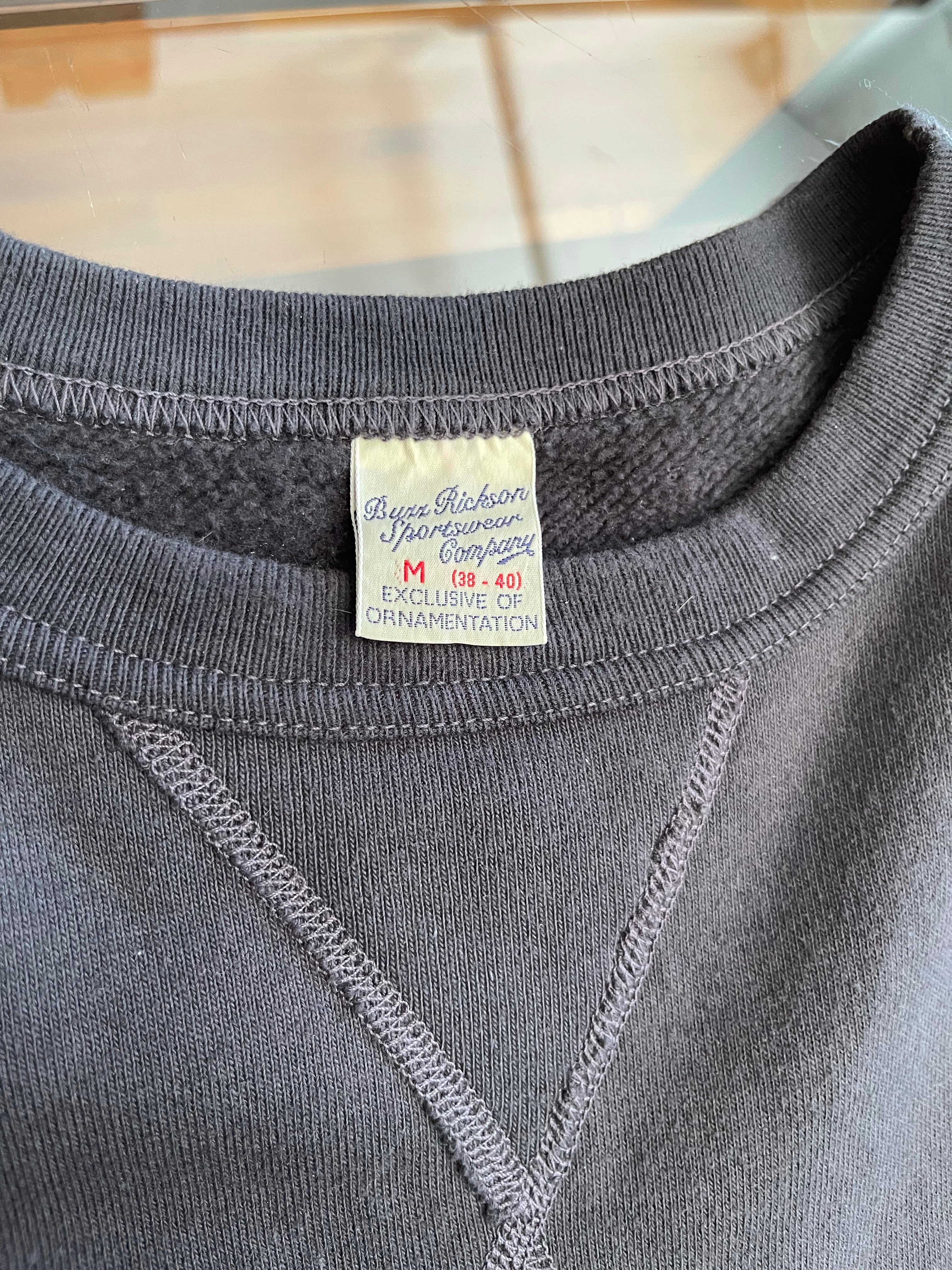 Gently Used Buzz Rickson's Loopwheel Sweatshirt - Black - Medium - Image 7