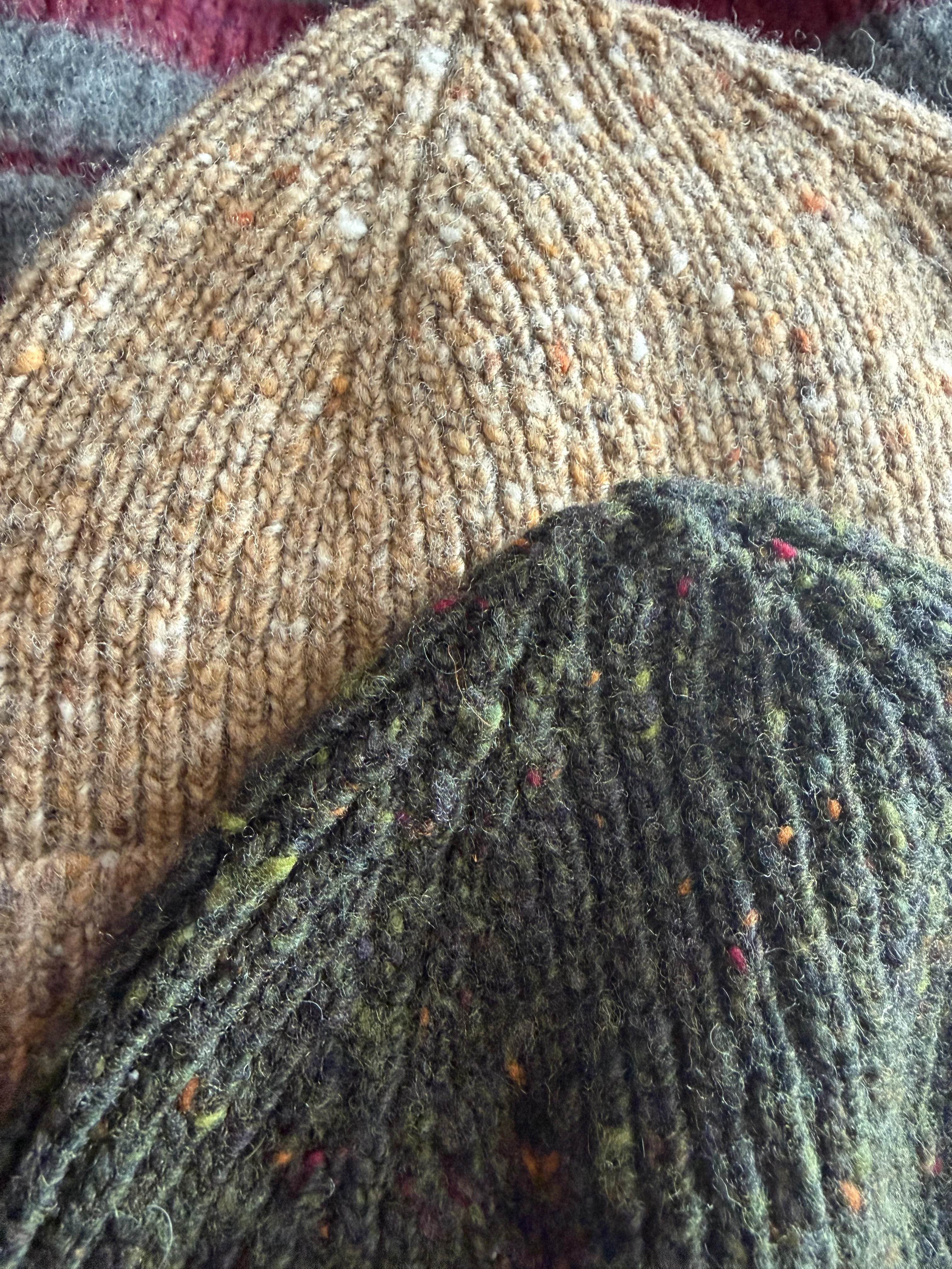Gently Used Howlin' Wool Hats - 3 Pack - Green, Tan, Burgundy/Gray Stripe - Image 2