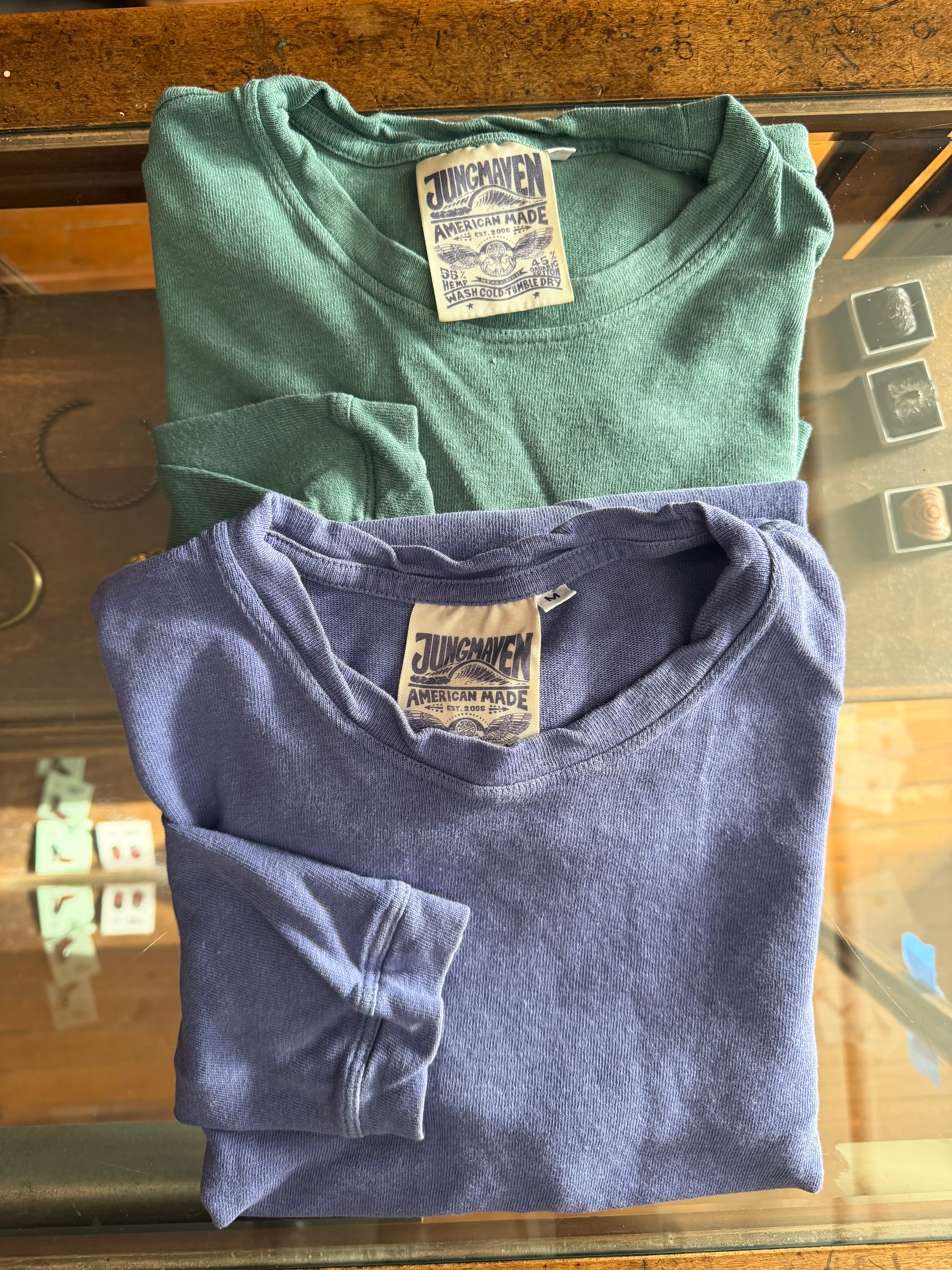 Gently Used Jungmaven Baja LS 2-Pack - Medium - Purple, Aqua Green