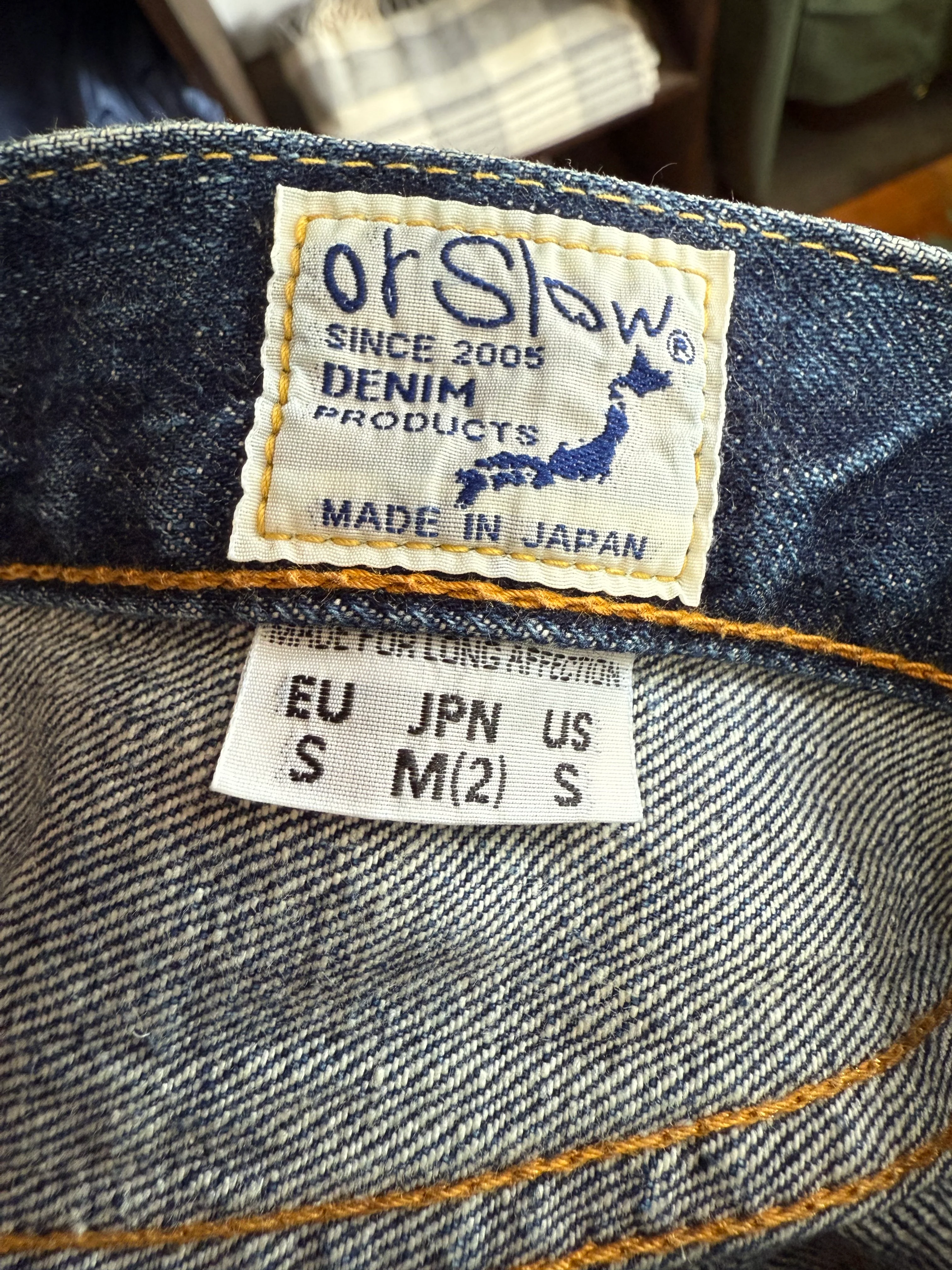 Gently Used orSlow 105 Jeans - 2 Year Darker Wash - Size 2 - Image 3