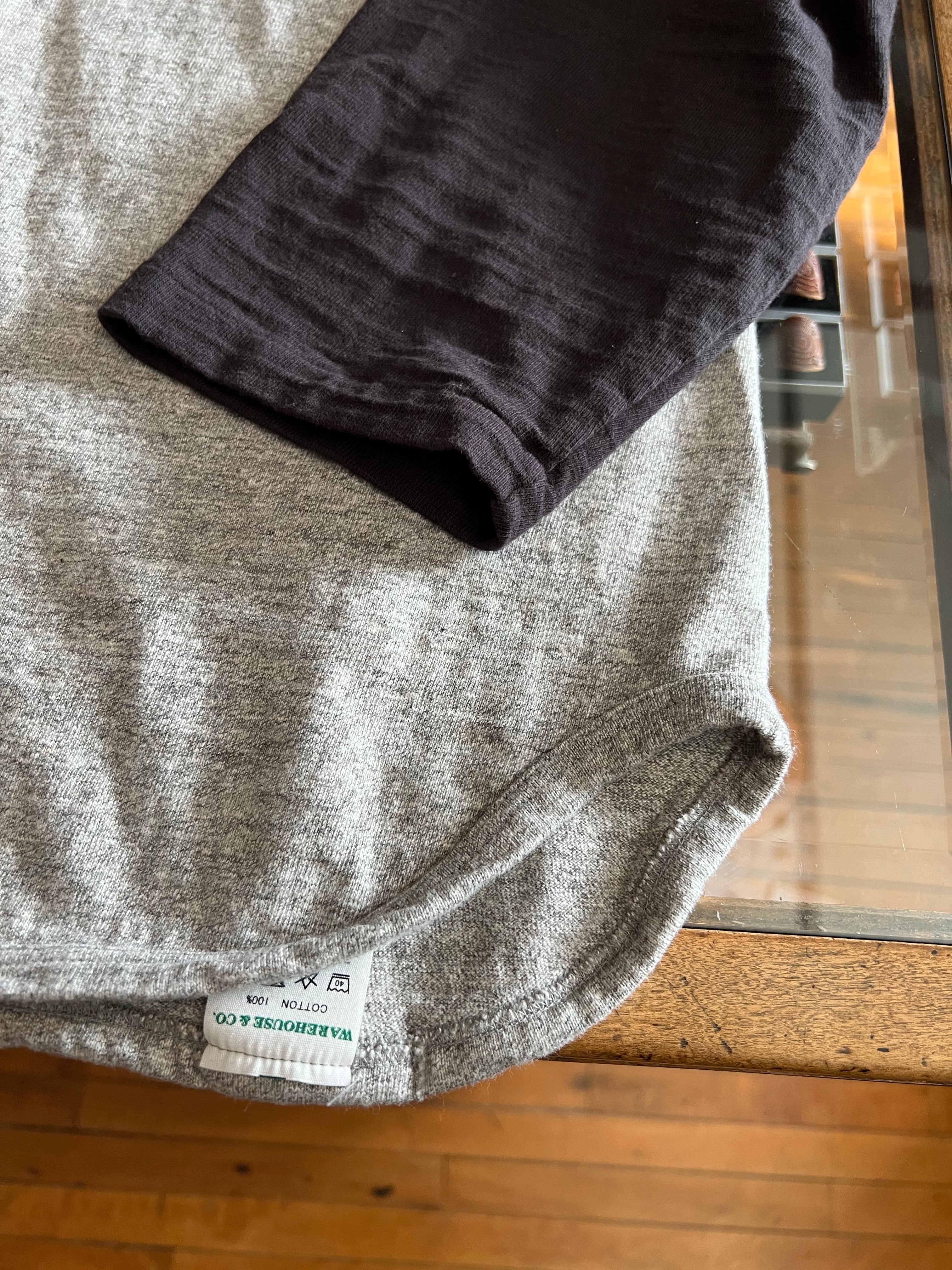 Gently Used Warehouse & Co. 3/4 Henley Tee - Heather Grey/Sumikuro - Large - Image 3