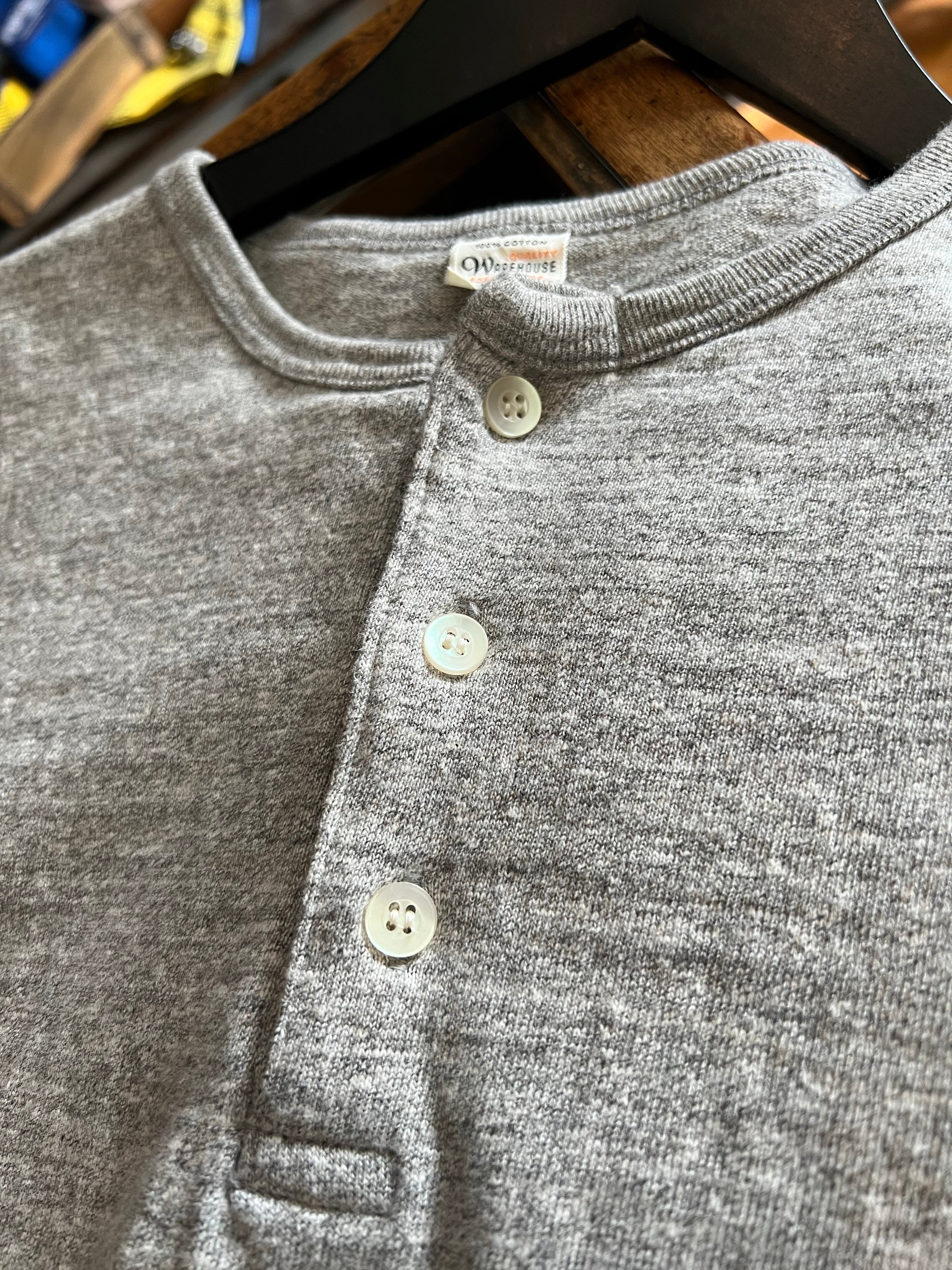 Gently Used Warehouse & Co. 3/4 Henley Tee - Heather Grey/Sumikuro - Large - Image 5