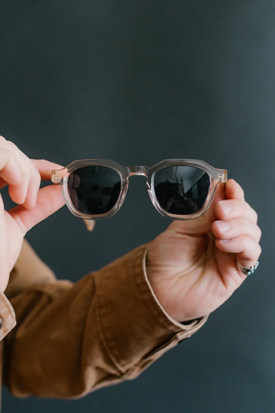 Geometric - SP-05 Sunglasses - Champagne, Navy - Image 7