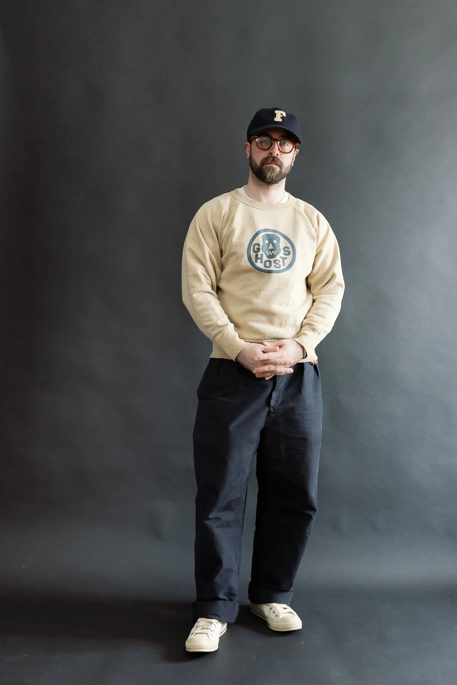 "Ghosts" Faded Print Sweatshirt - PD Dark Beige - Image 5
