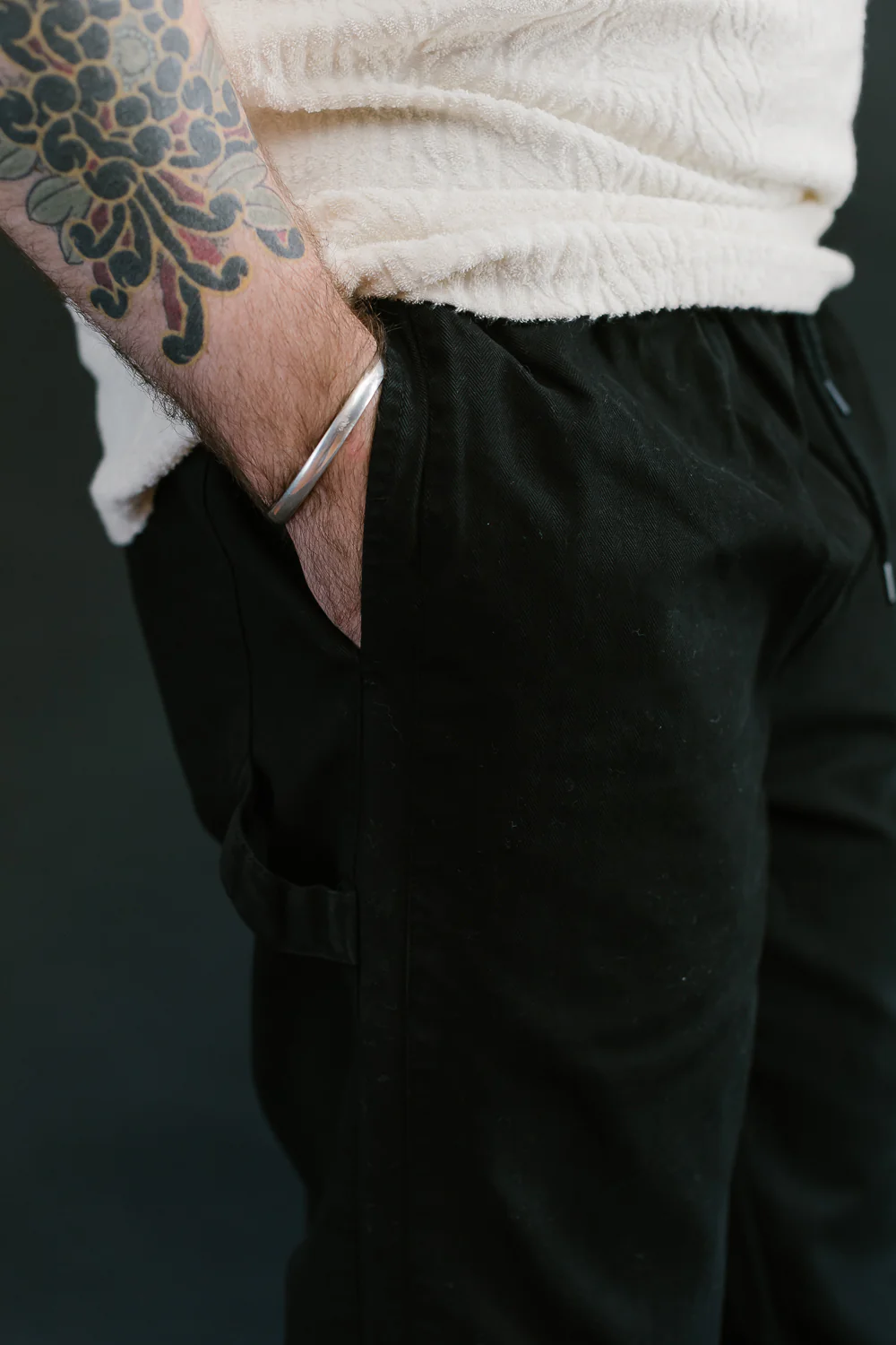Gonz Pants Herringbone Cotton - Black - Image 16