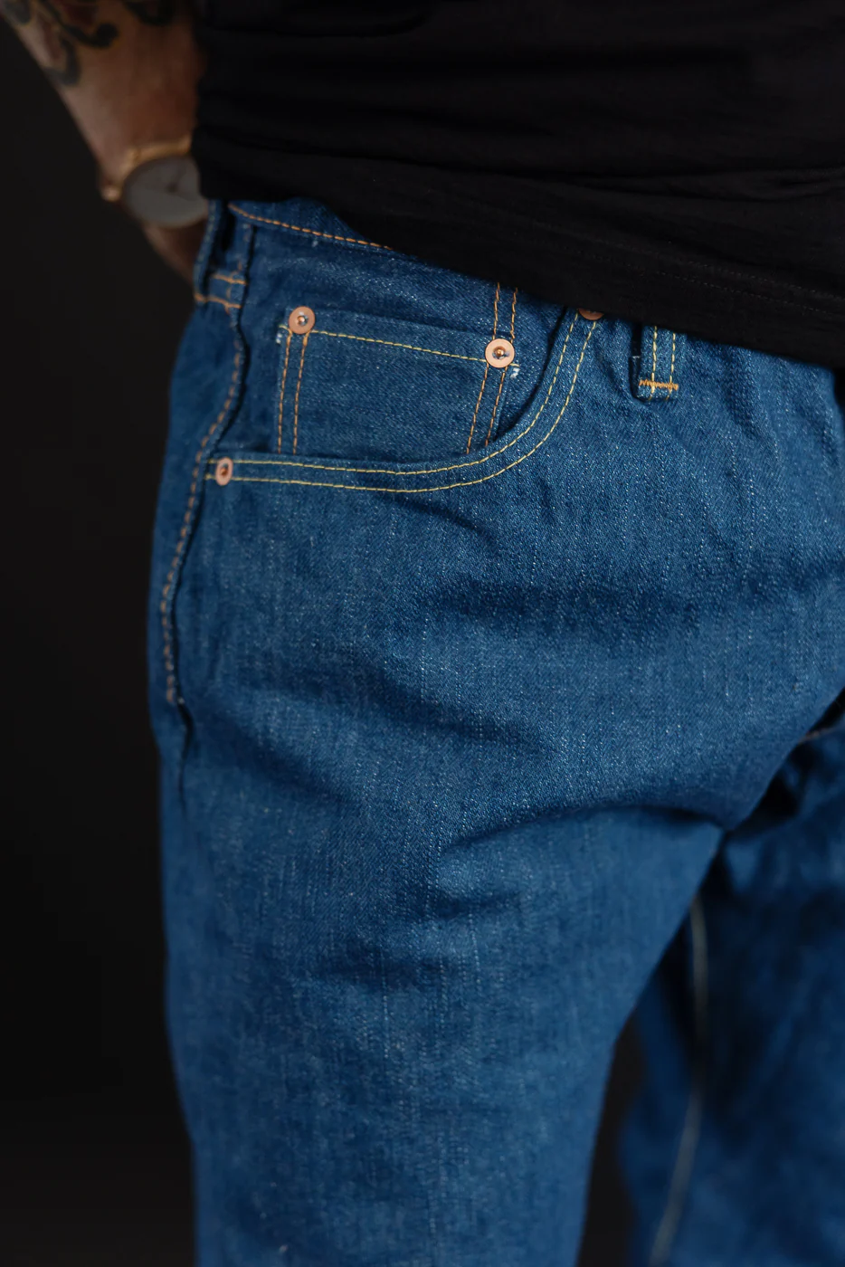 GRE-019 - 14oz Greencast Indigo Selvedge Jeans - Relaxed Tapered - Image 18
