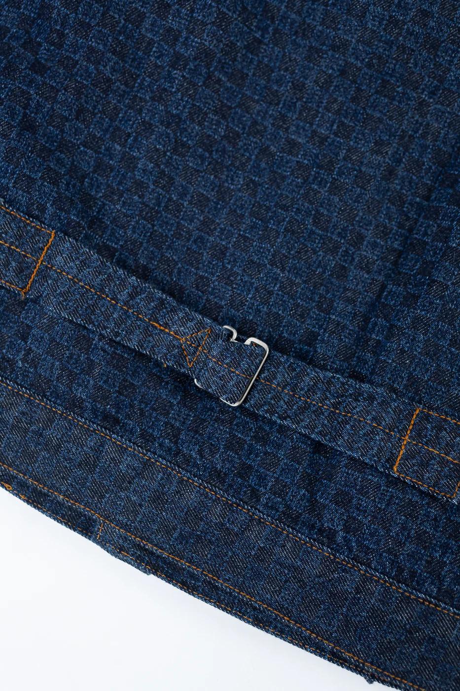 Shawl Collar Raglan Embossed Checkers Jean Jacket - Indigo - Image 6